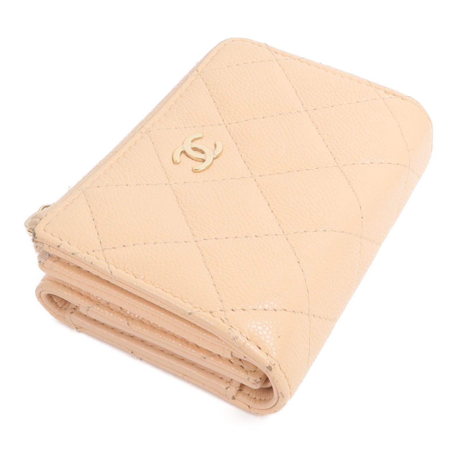 CHANEL 牛皮皮革Zipper Compact Wallet錢包