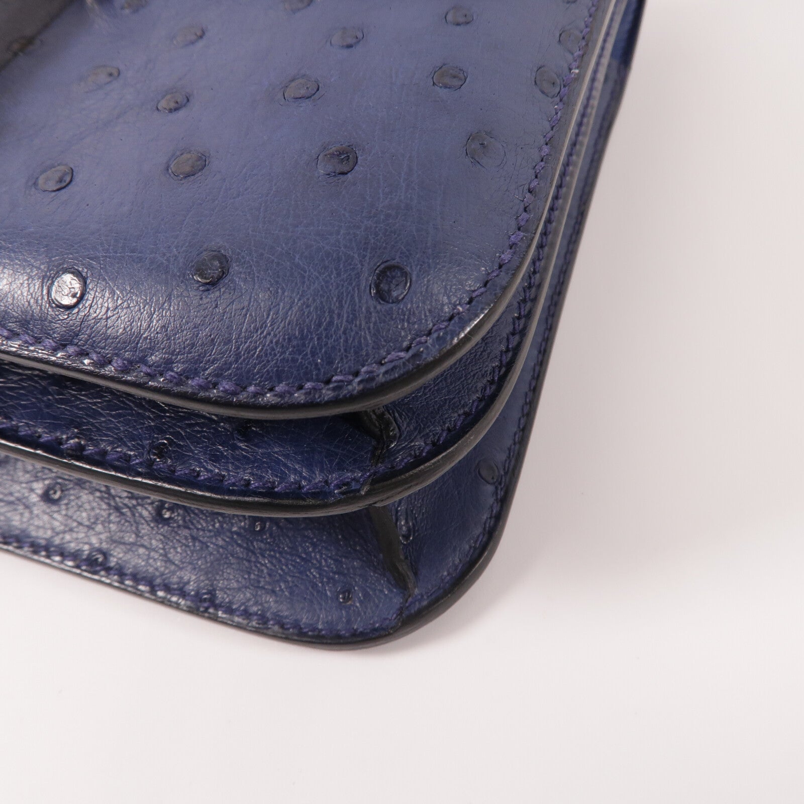 HERMES Ostrich皮革Constance 24肩背袋Bleu Iris