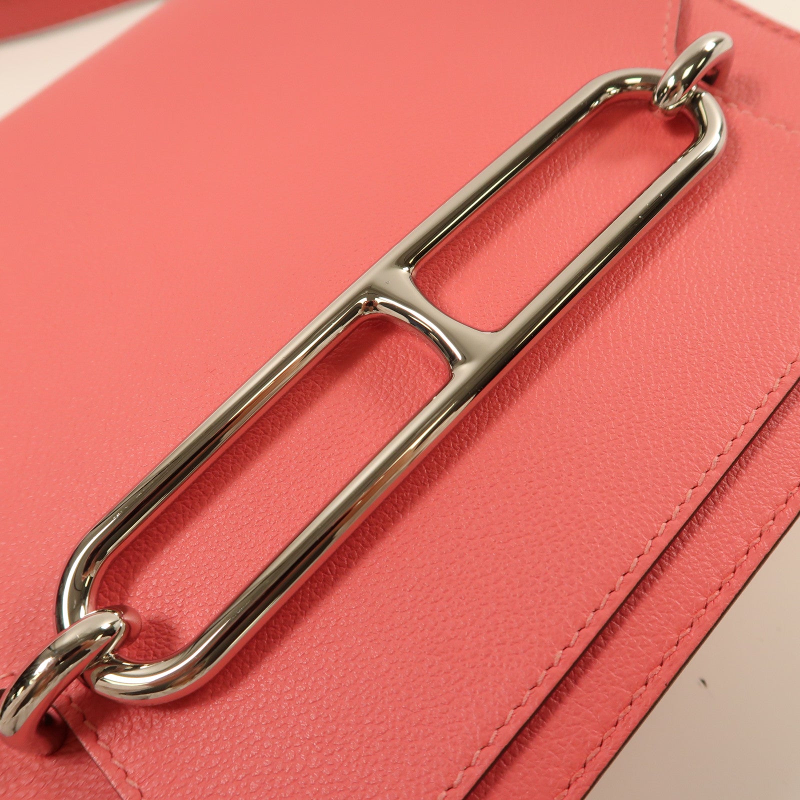 HERMES Evercolor皮革Roulis 23金扣肩背袋Rose Azalee杜鵑粉