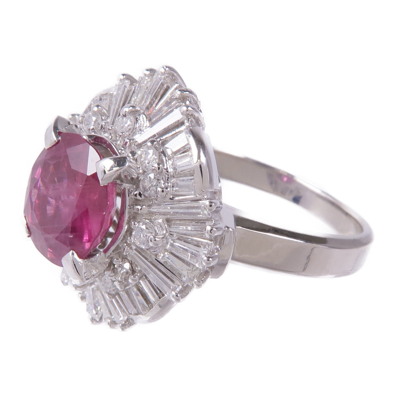 JEWELRY 【激減優惠】PT900鉑金Ruby/Diamond Ring紅寶石/鑽石戒指US#6.25