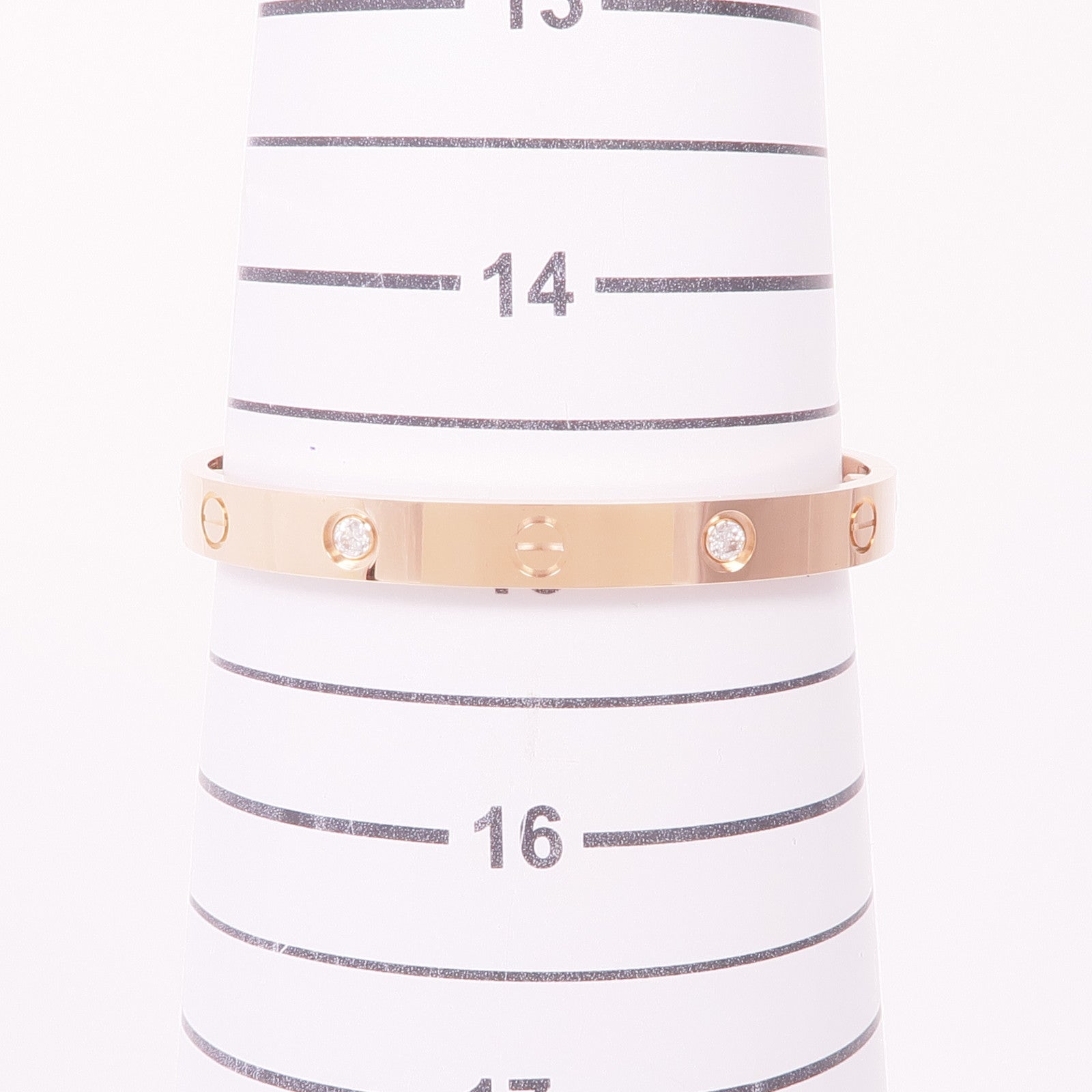 CARTIER 18K玫瑰金Love Bracelet 4 Diamonds鑽石手鐲Cartier#16