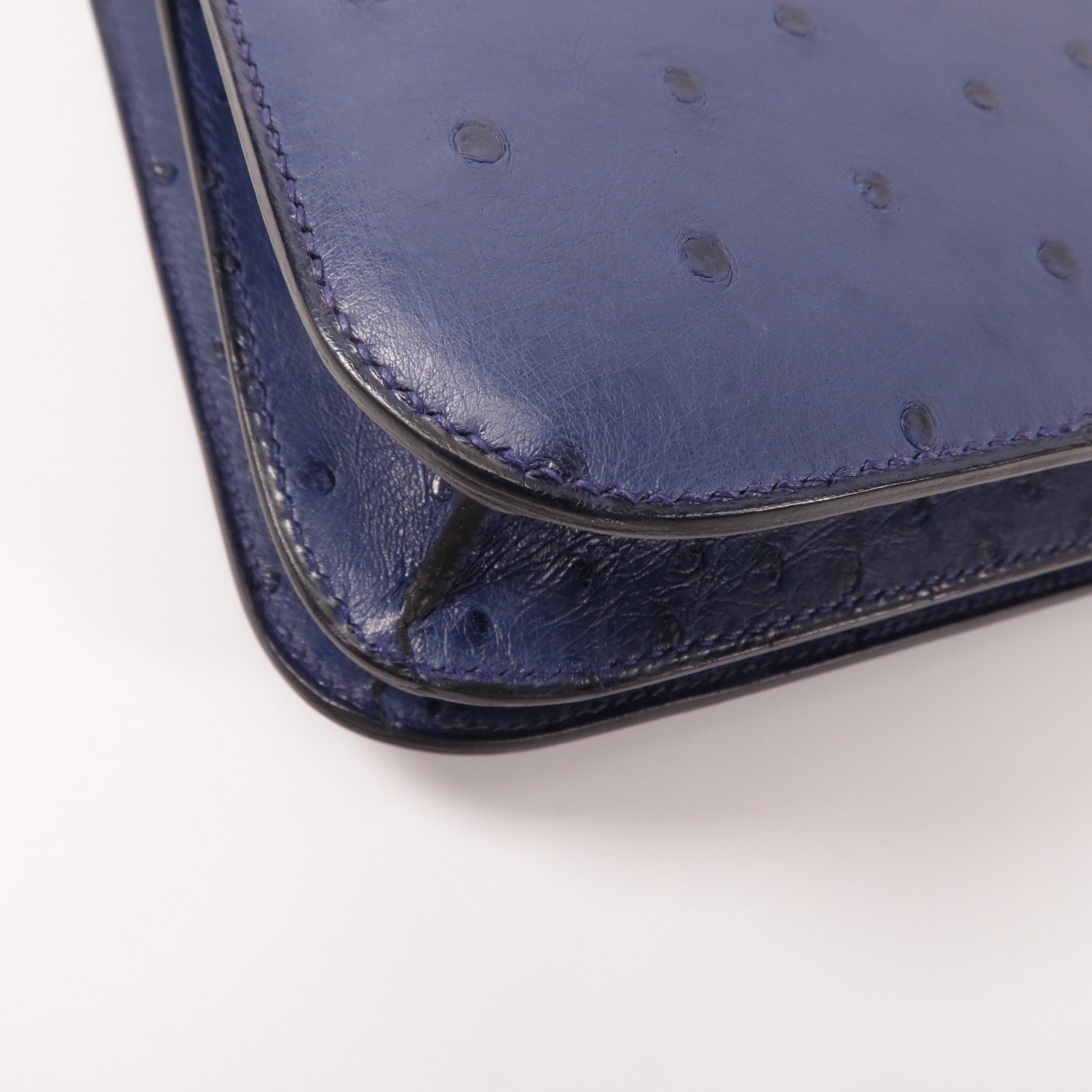 HERMES Ostrich皮革Constance 24肩背袋Bleu Iris