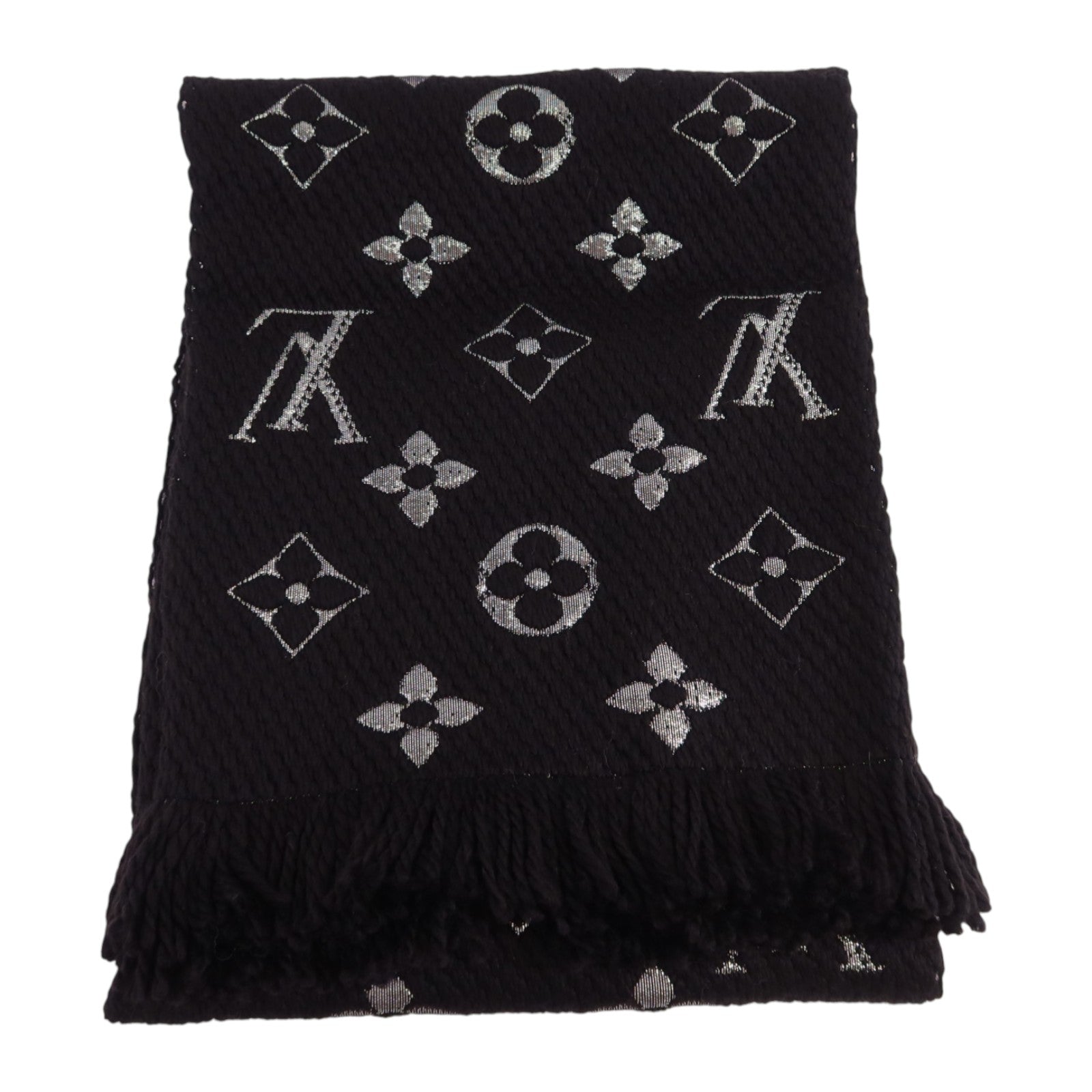 LOUIS VUITTON 羊毛/絲質Echarpe Logomania Shine Scar圍巾