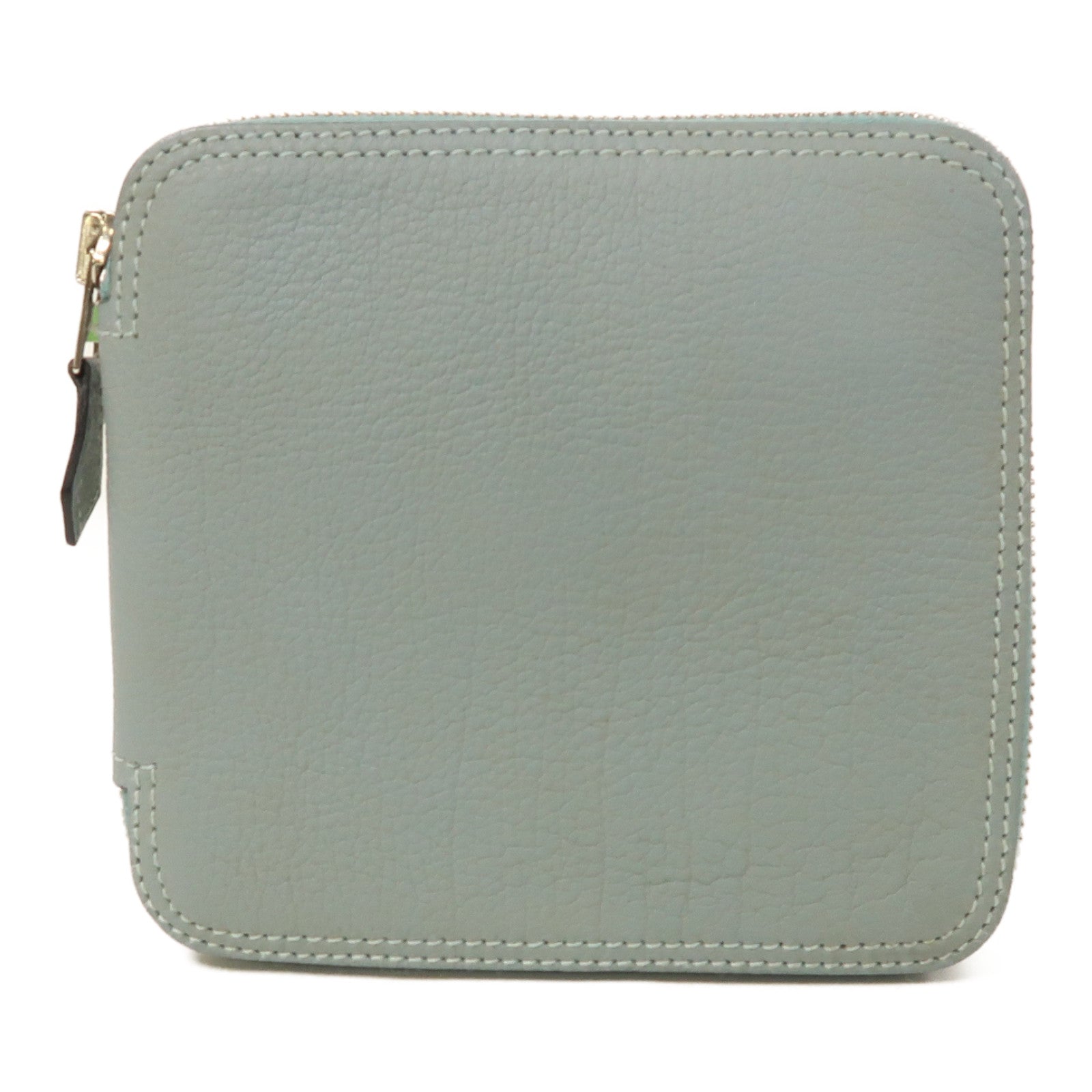 HERMES 絲質/Cherve皮革Silk Pop Eco Bag銀扣肩背袋淺藍色