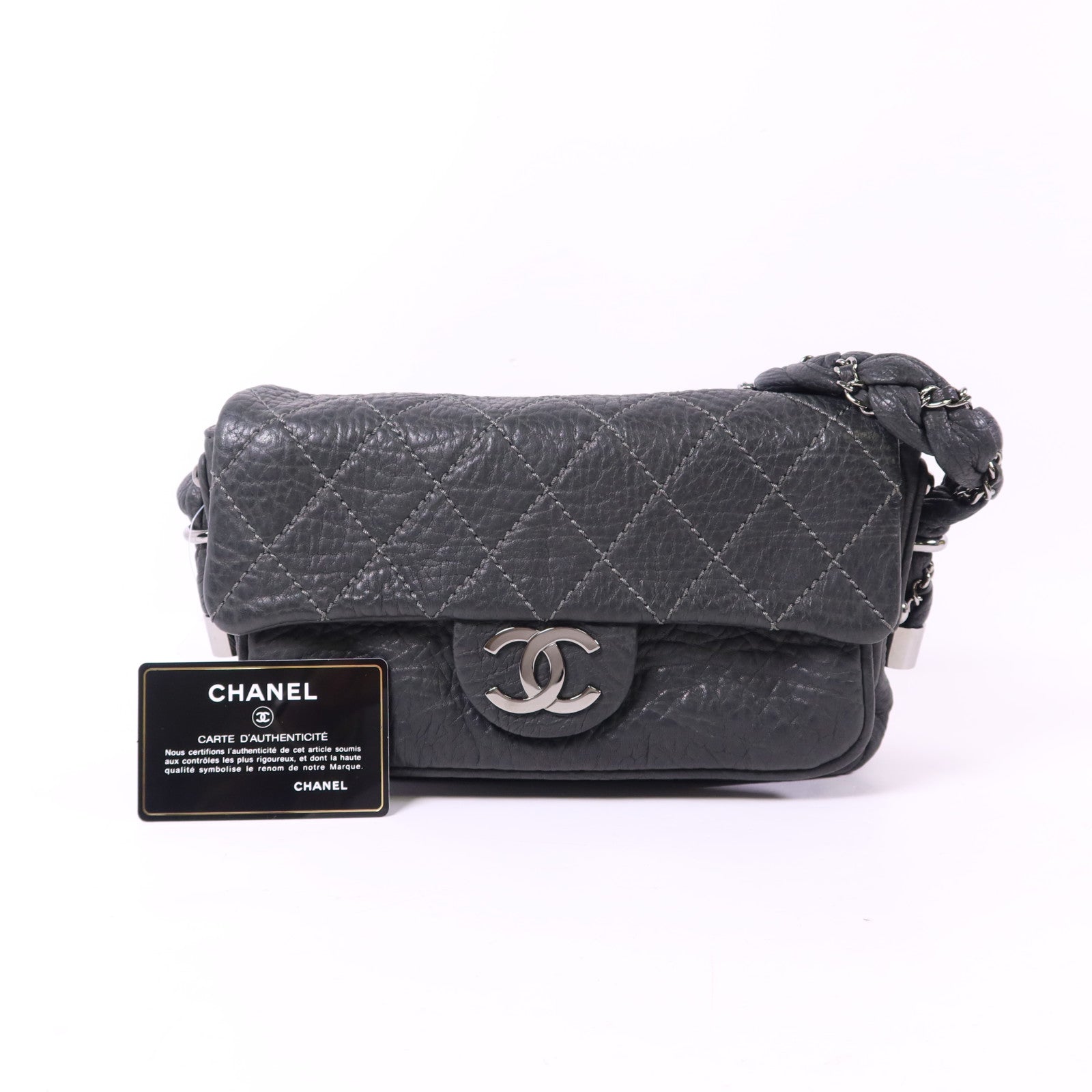CHANEL 牛皮皮革Co Co Mark Bag銀扣肩背袋