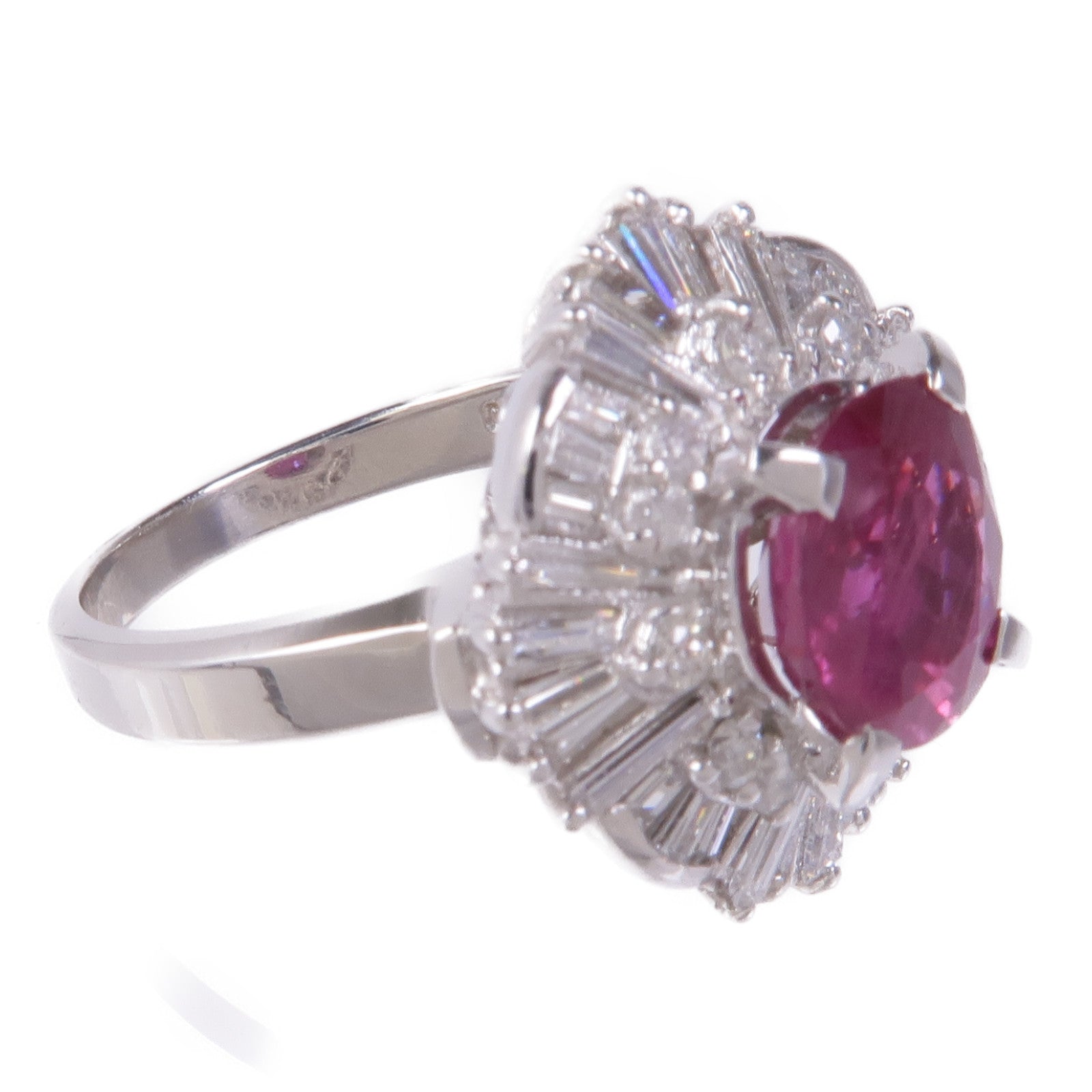 JEWELRY 【激減優惠】PT900鉑金Ruby/Diamond Ring紅寶石/鑽石戒指US#6.25