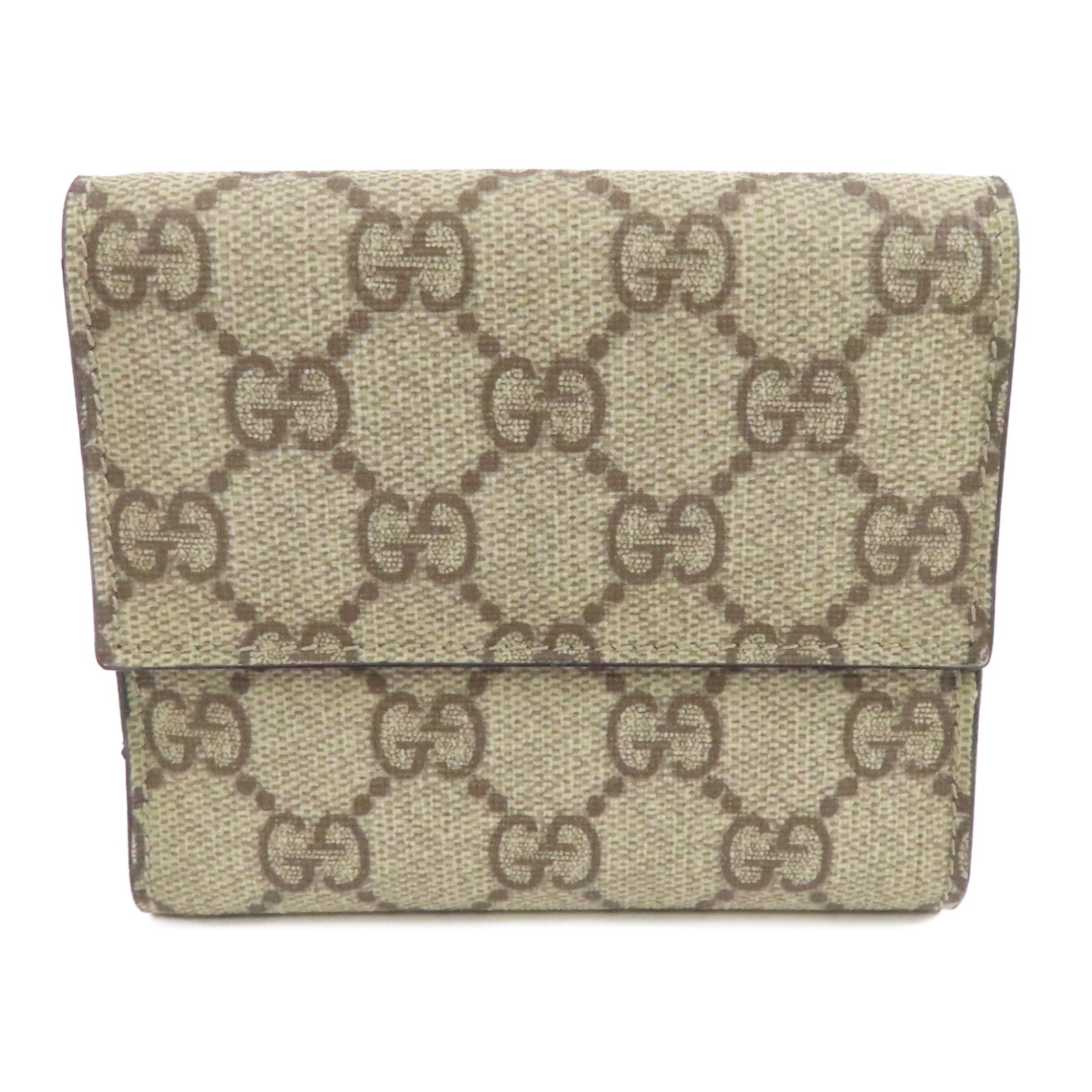 GUCCI 塗層帆布Wallet銀扣棕色/藍色