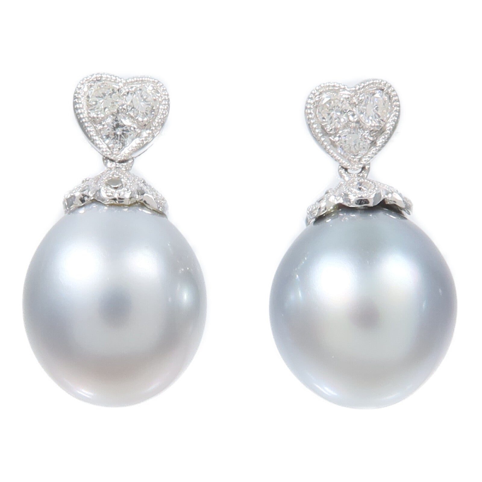 JEWELRY 18K/9K白金Pearl Diamond Earrings珍珠/鑽石耳環