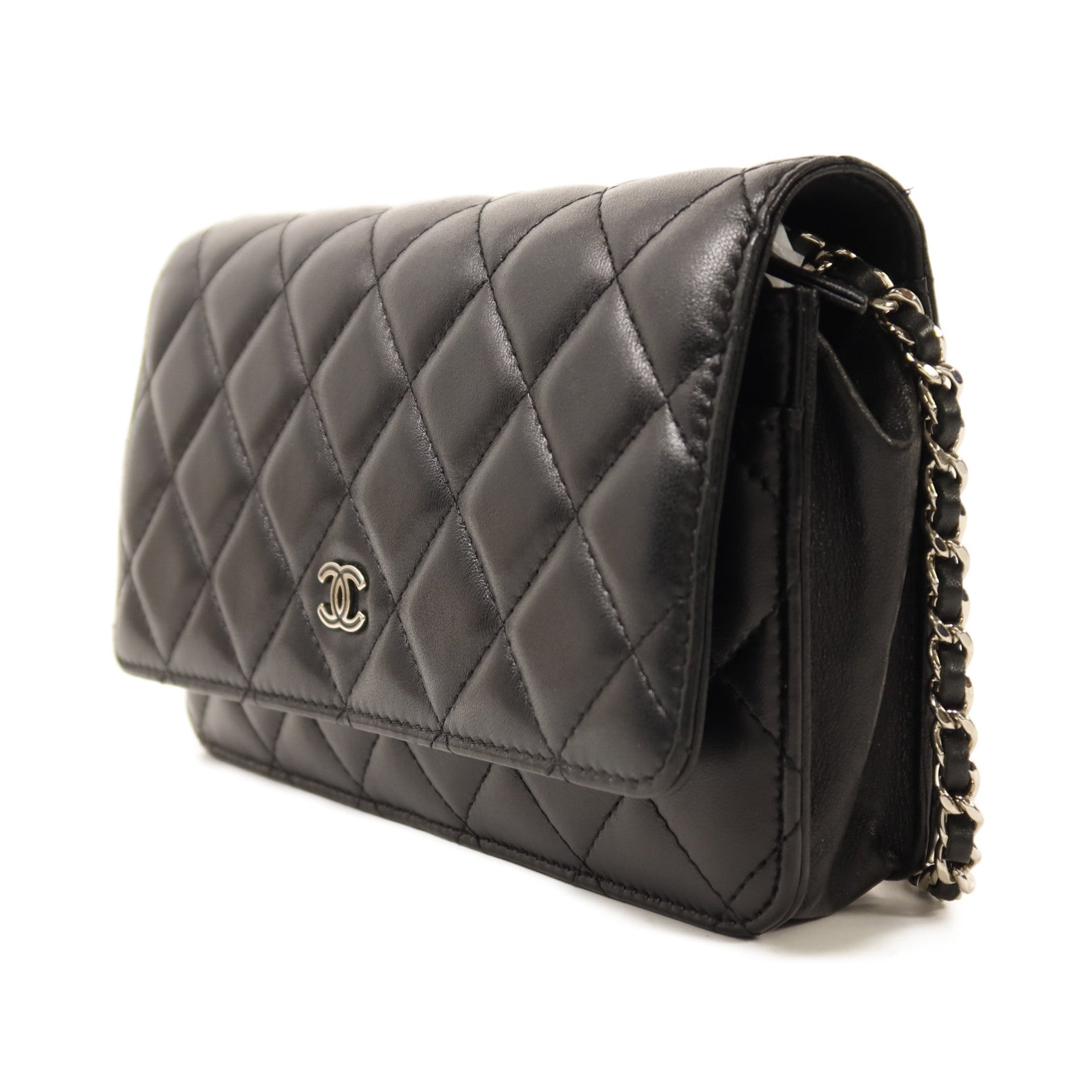 CHANEL 羊皮皮革WOC Wallet On Chain銀扣鏈帶肩背袋