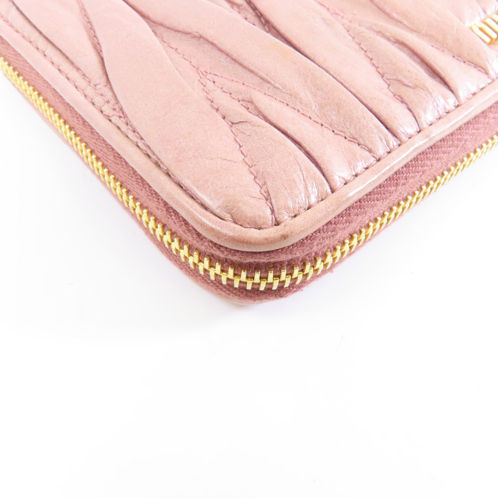 Miu Miu 牛皮皮革Long Wallet金扣長錢包粉紅色