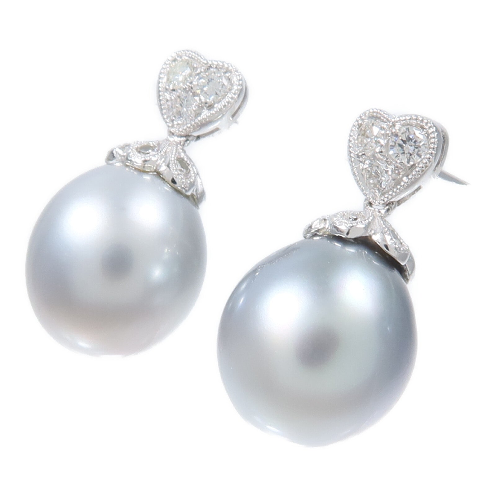 JEWELRY 18K/9K白金Pearl Diamond Earrings珍珠/鑽石耳環