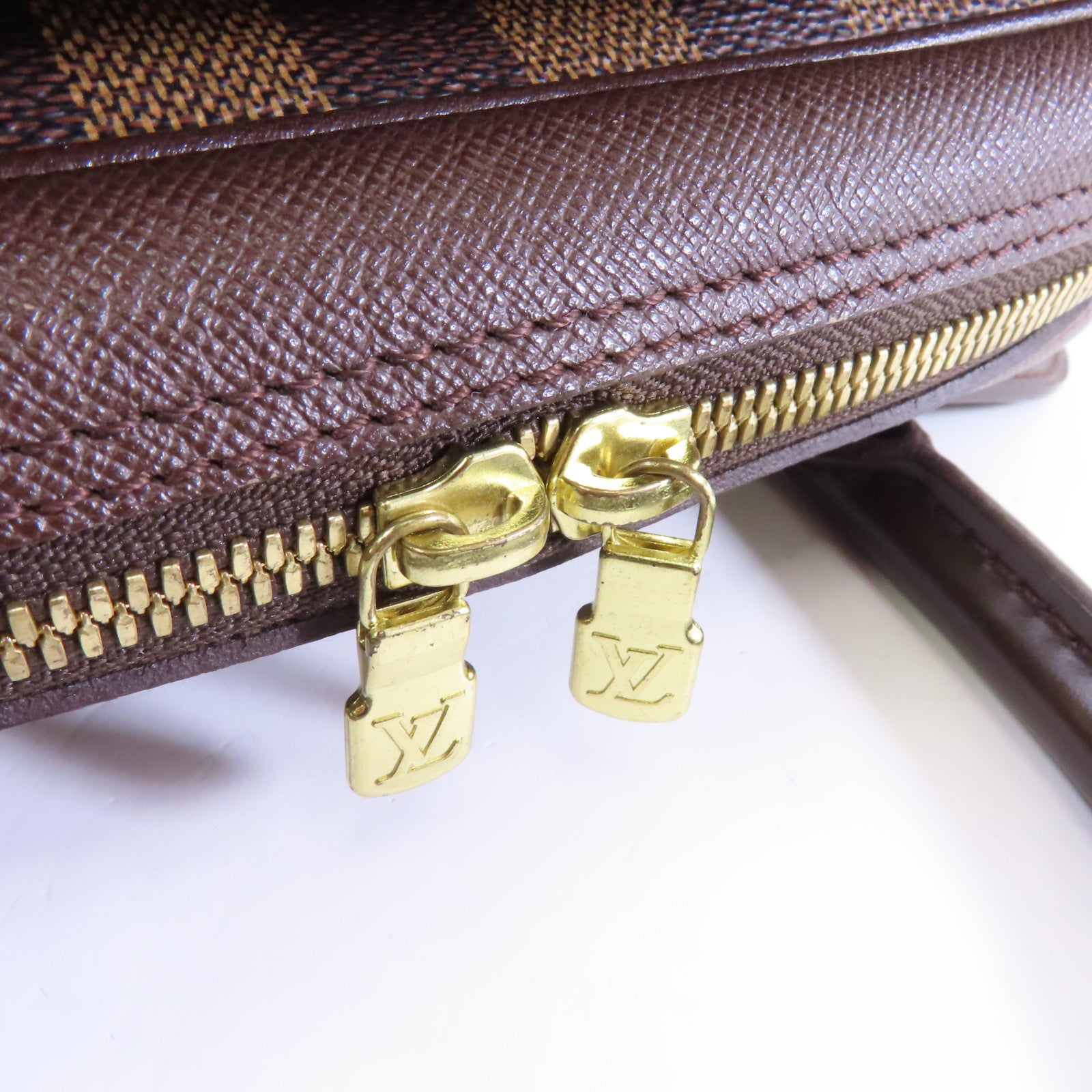 LOUIS VUITTON Damier Ebene Trinan金扣手挽袋啡色
