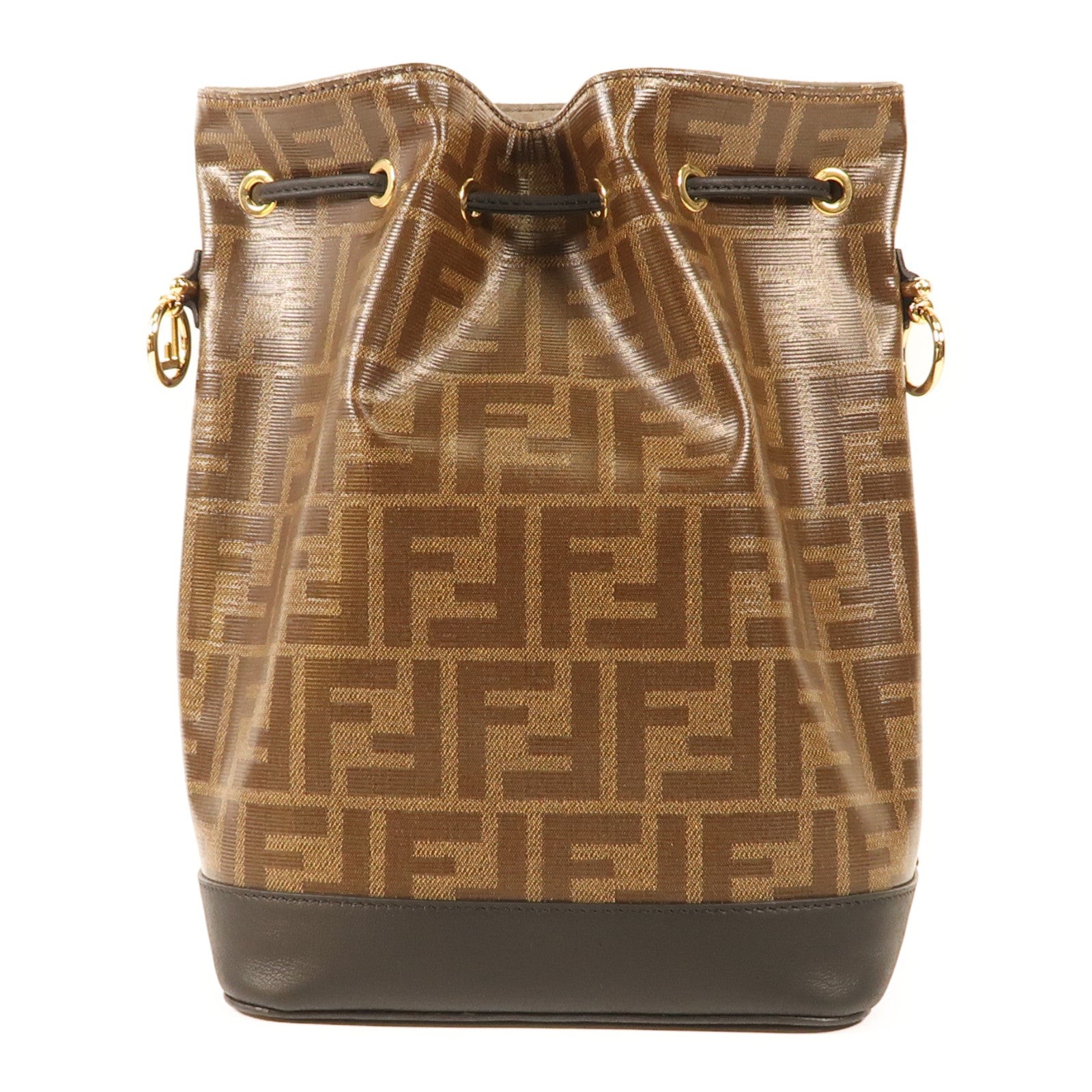 FENDI 塗層帆布MON TRESOR金扣肩背袋