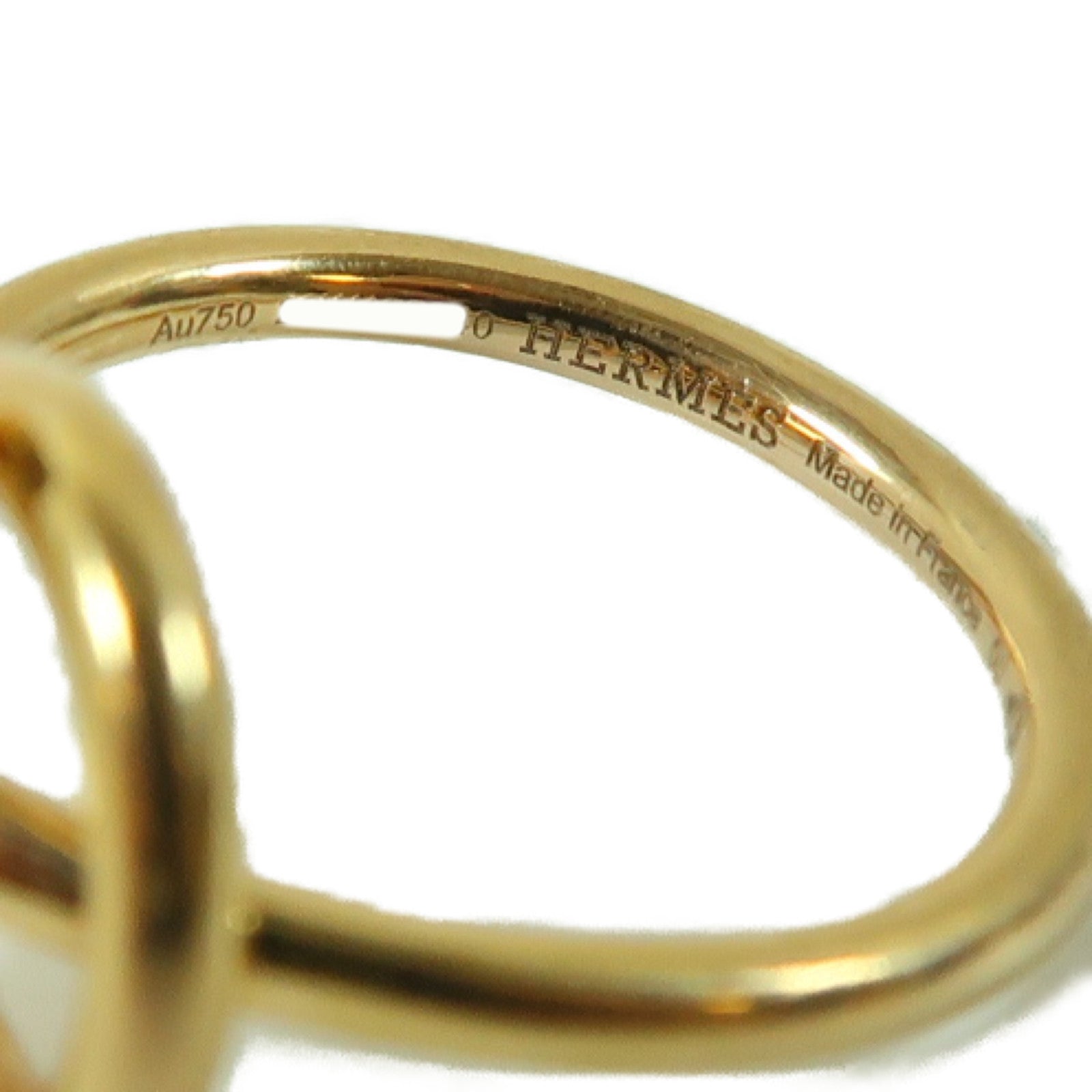 HERMES 18K玫瑰金Echappee Ring 0.07ct鑽石戒指Hermes#50/US#5.5