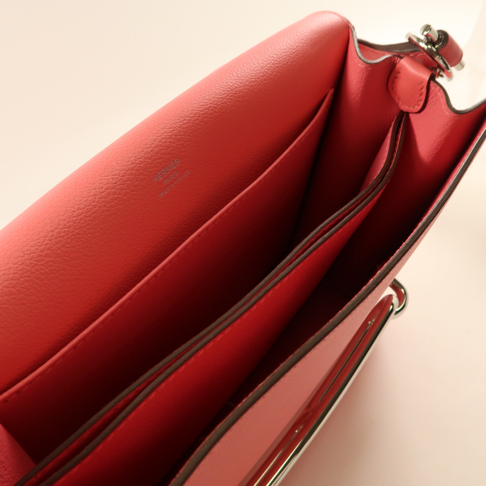 HERMES Evercolor皮革Roulis 23金扣肩背袋Rose Azalee杜鵑粉