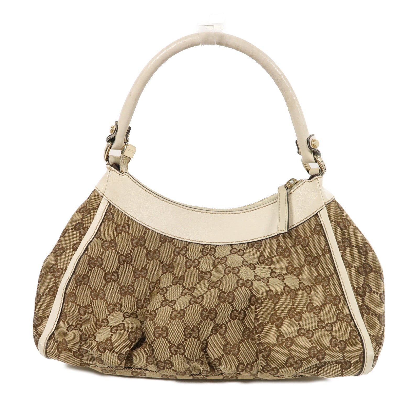 GUCCI 帆布Shoulder Bag金扣肩背袋棕色/米色
