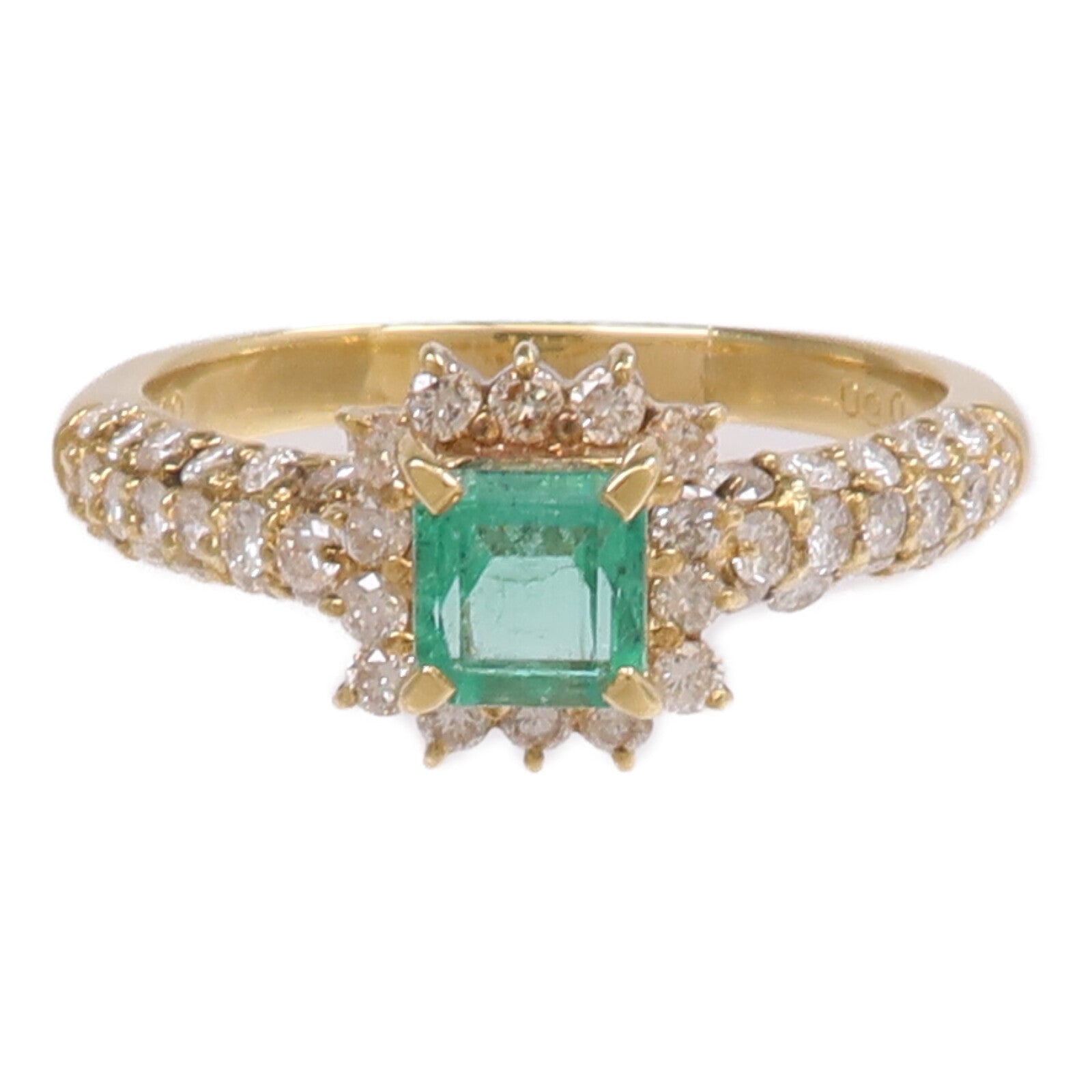 JEWELRY 18K黃金Emerald Diamond Ring綠寶石/鑽石戒指