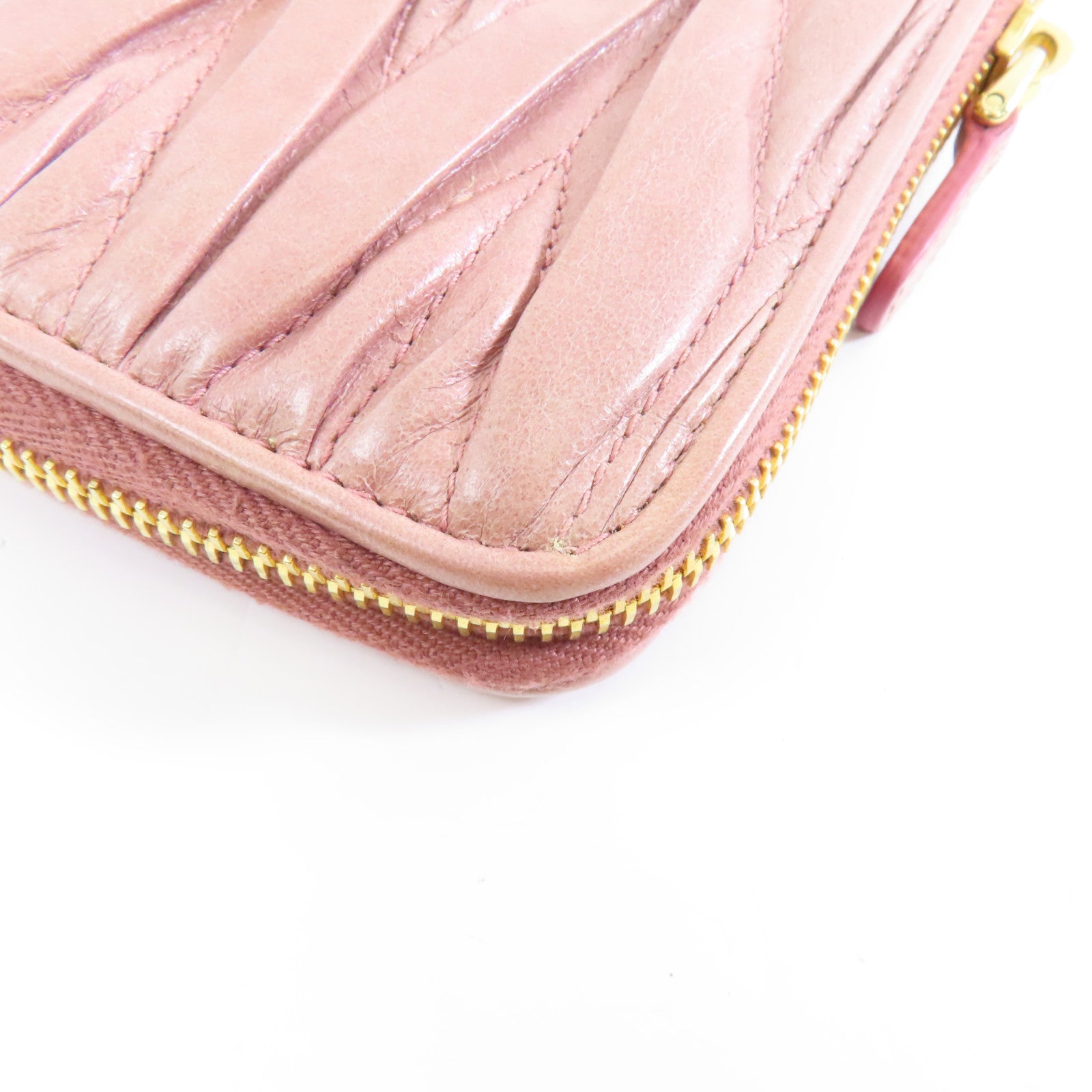 Miu Miu 牛皮皮革Long Wallet金扣長錢包粉紅色