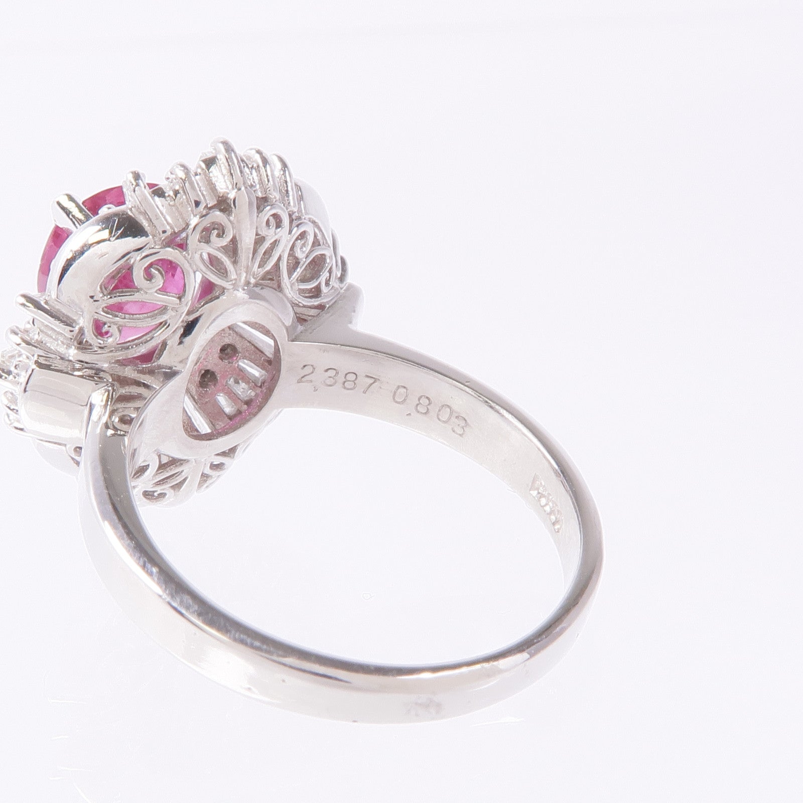 JEWELRY 【激減優惠】PT900鉑金Ruby/Diamond Ring紅寶石/鑽石戒指US#6.25