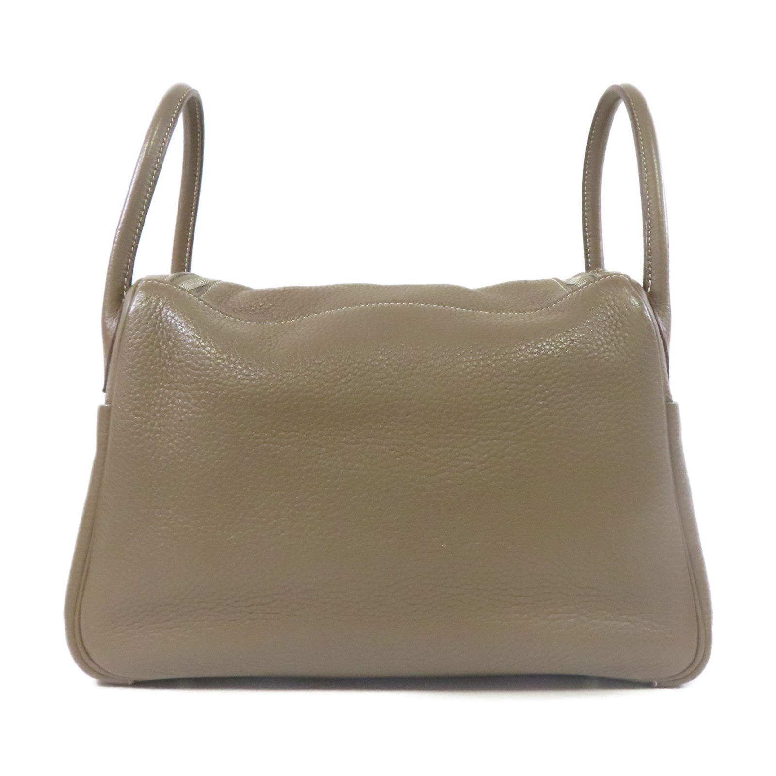 HERMES 【激減優惠】Clemence皮革Lindy 30銀扣肩背袋大象灰色