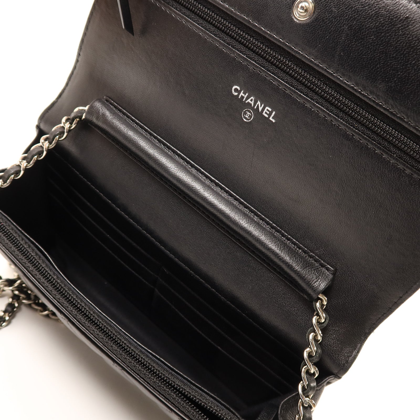 CHANEL 羊皮皮革WOC Wallet On Chain銀扣鏈帶肩背袋