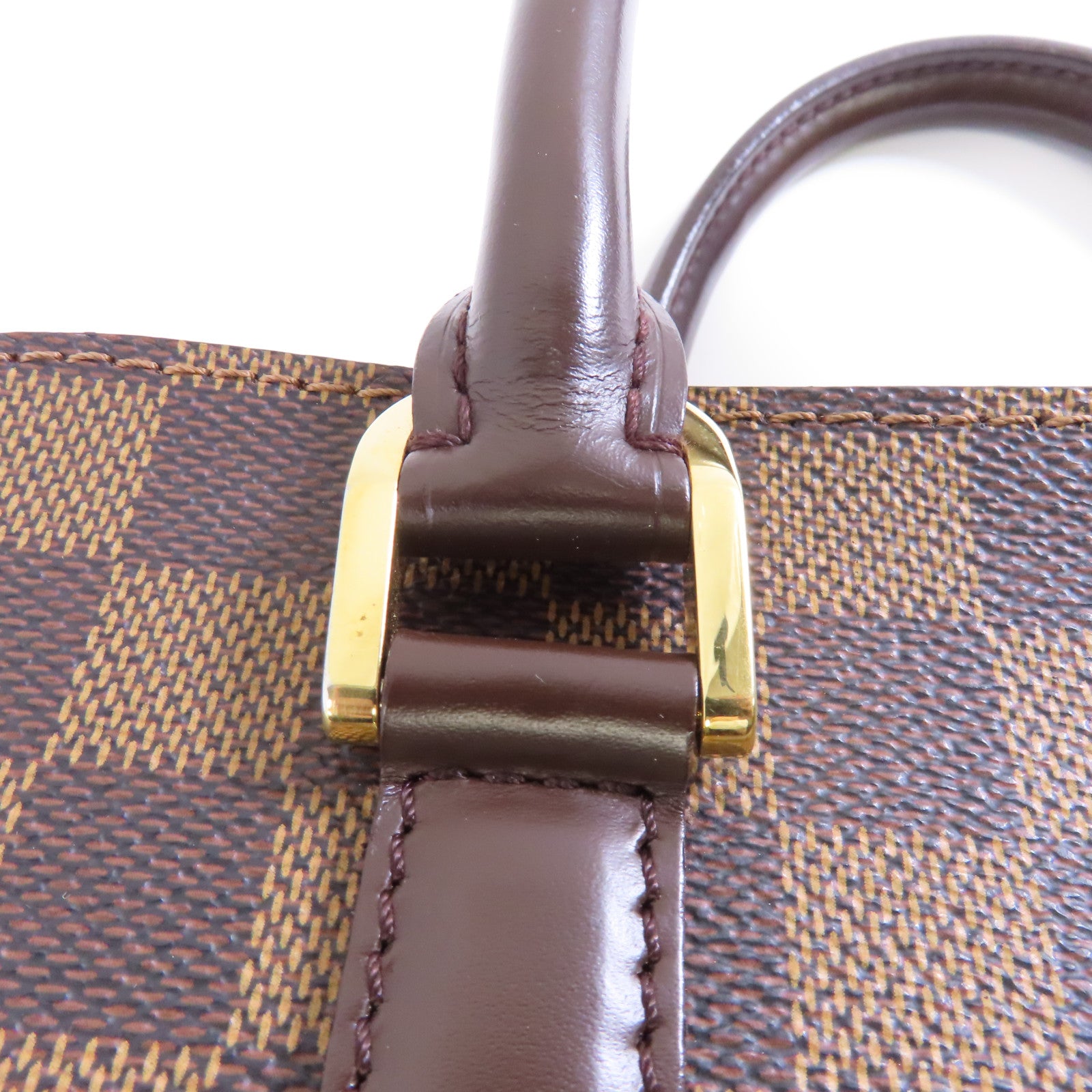LOUIS VUITTON Damier Ebene Trinan金扣手挽袋啡色