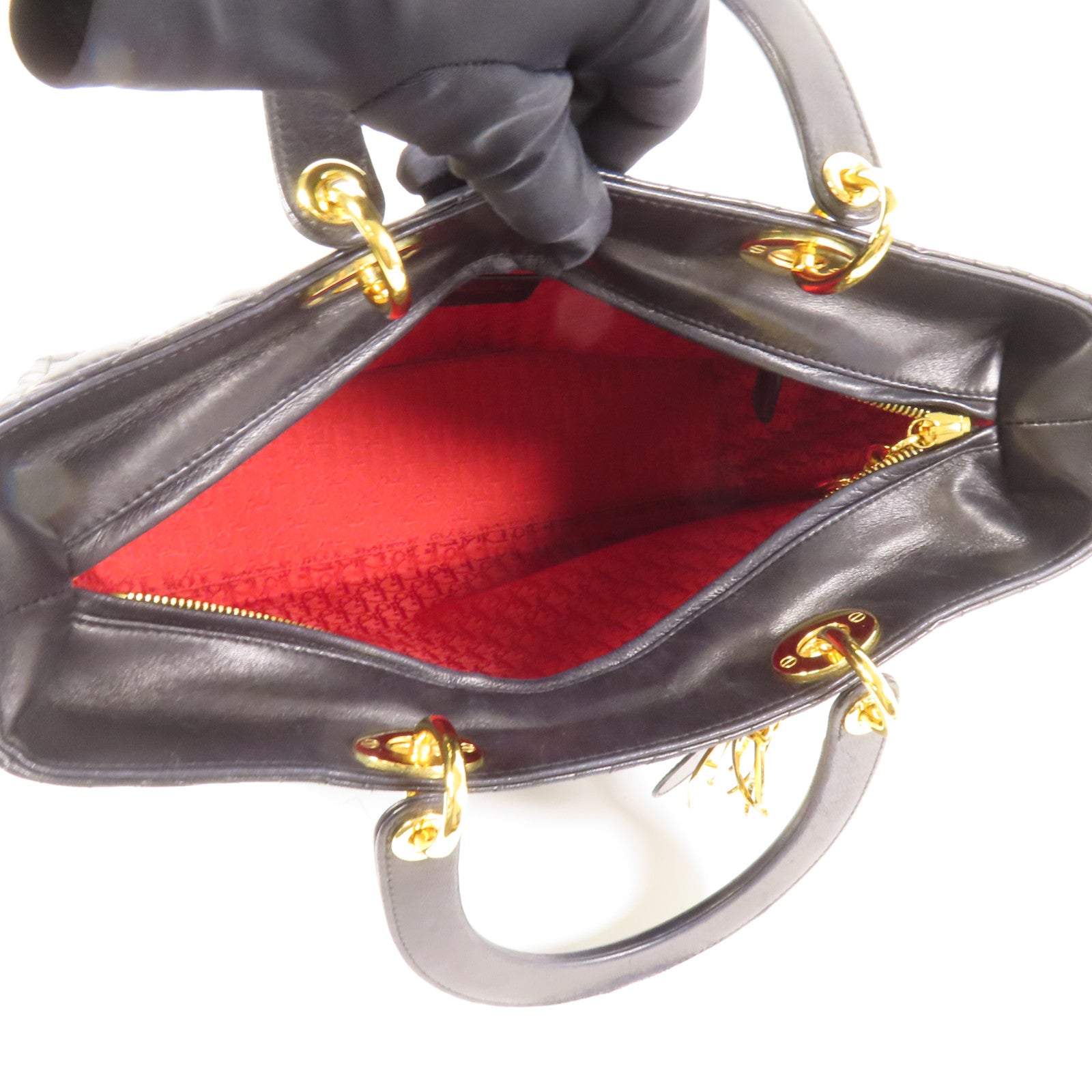 Dior 羊皮皮革Lady Dior Large金扣手挽袋