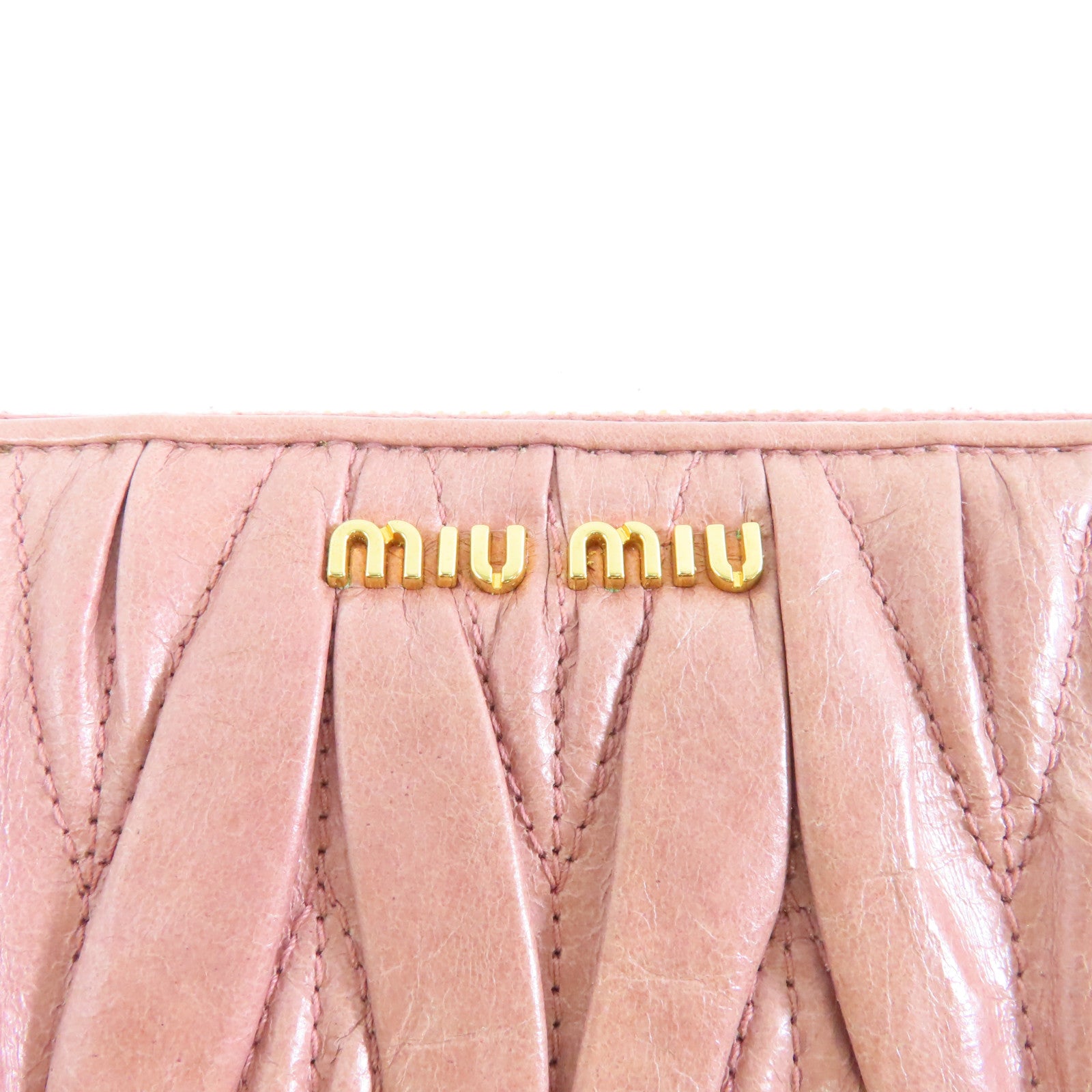 Miu Miu 牛皮皮革Long Wallet金扣長錢包粉紅色