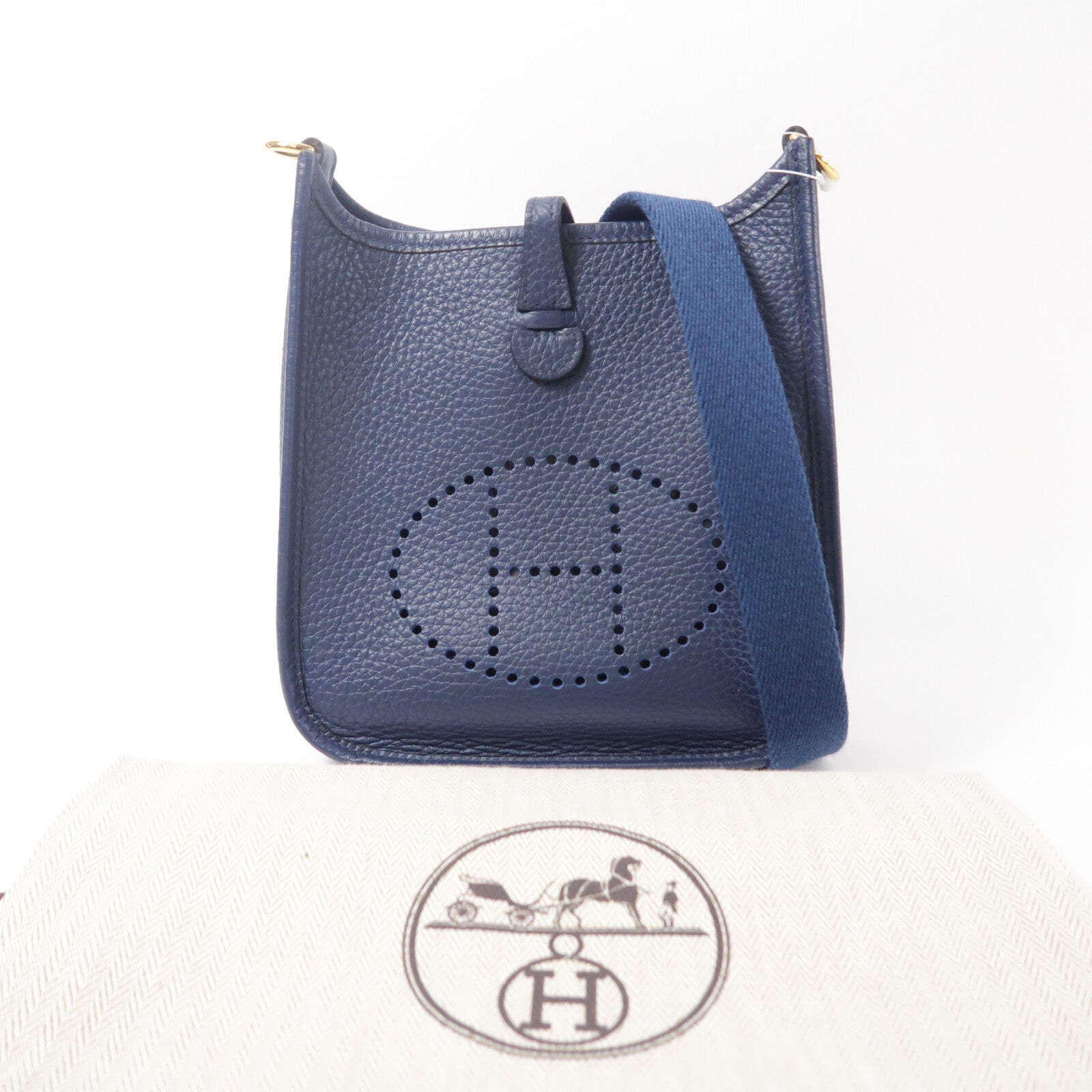HERMES Clemence皮革Evelyne TPM肩背袋Bleu De Prusse