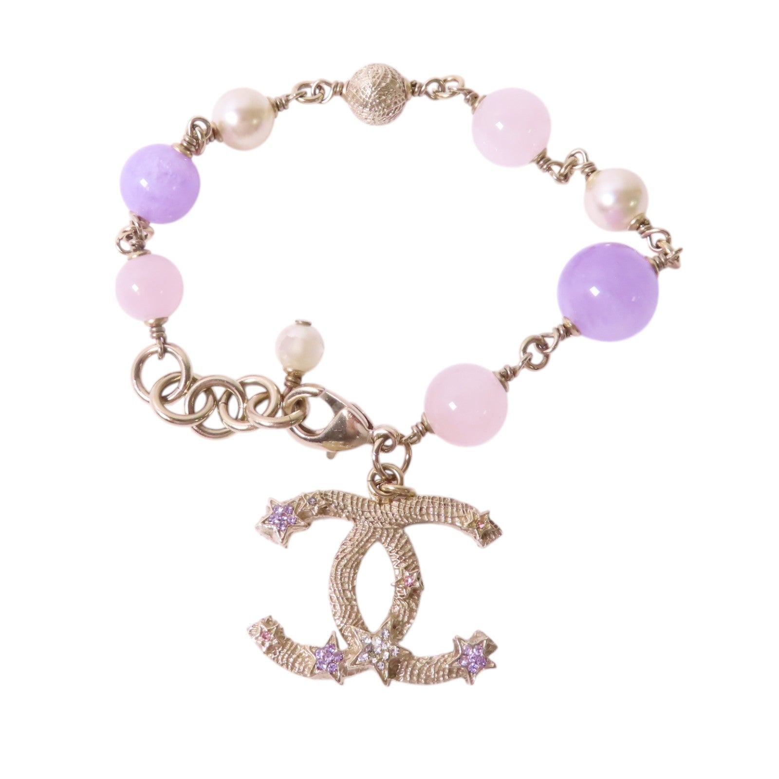 CHANEL 金屬/PVC/鑽石CC Bracelet金扣手鏈