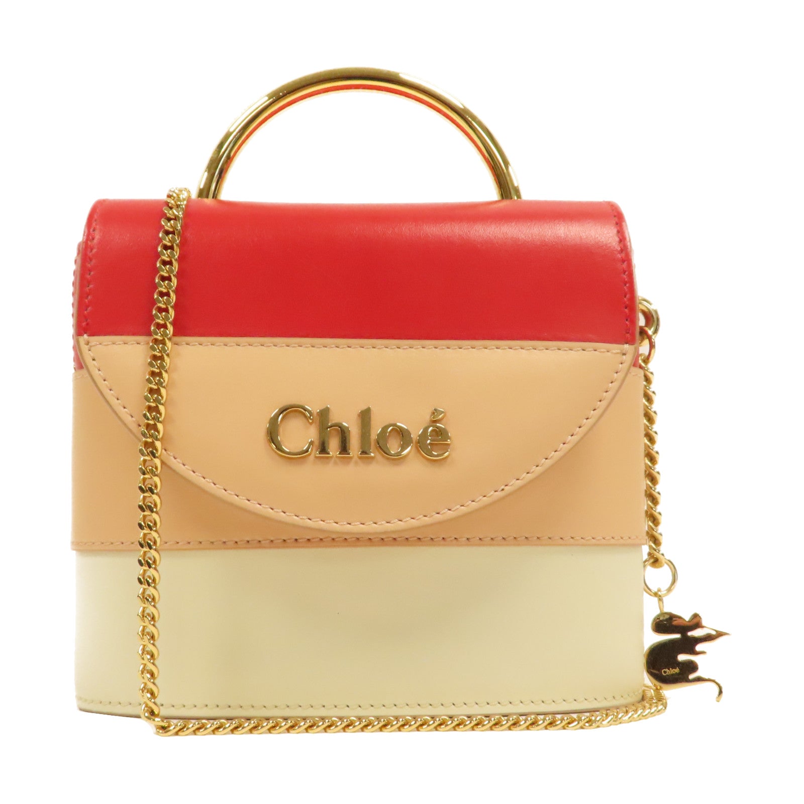 Chloe 【激減優惠】牛皮皮革Chain Shoulder金扣手挽肩背兩用袋紅色/粉紅色/白色
