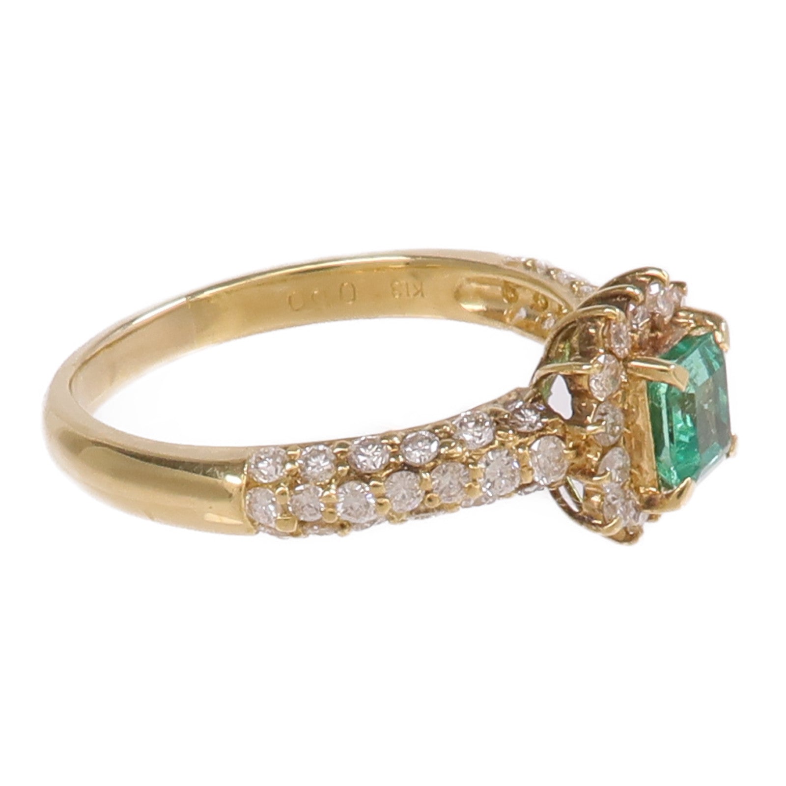 JEWELRY 18K黃金Emerald Diamond Ring綠寶石/鑽石戒指