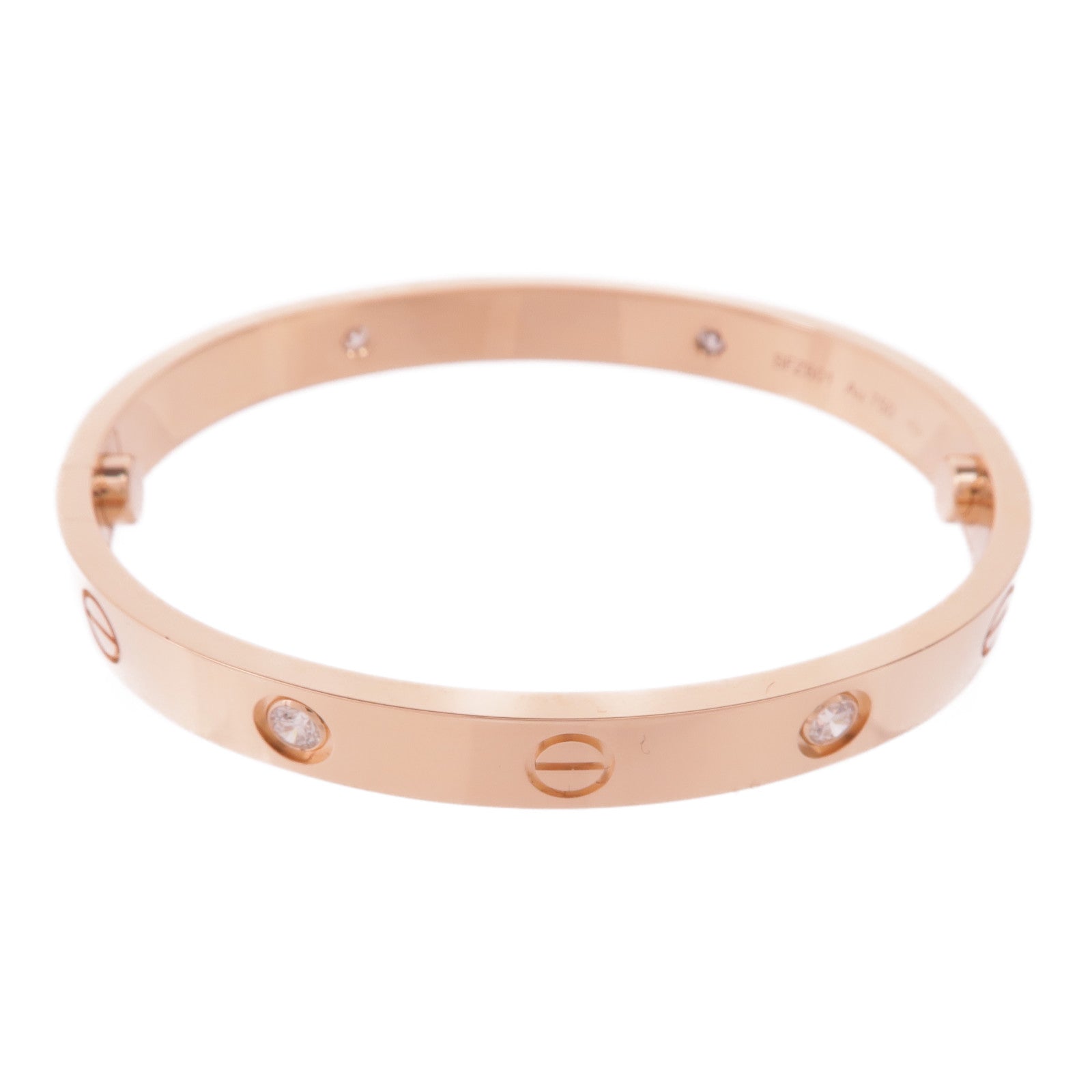 CARTIER 18K玫瑰金Love Bracelet 4 Diamonds鑽石手鐲Cartier#16