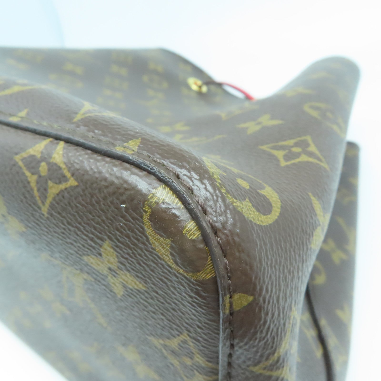 LOUIS VUITTON Monogram NeoNoe MM金扣肩背袋啡色/紅色
