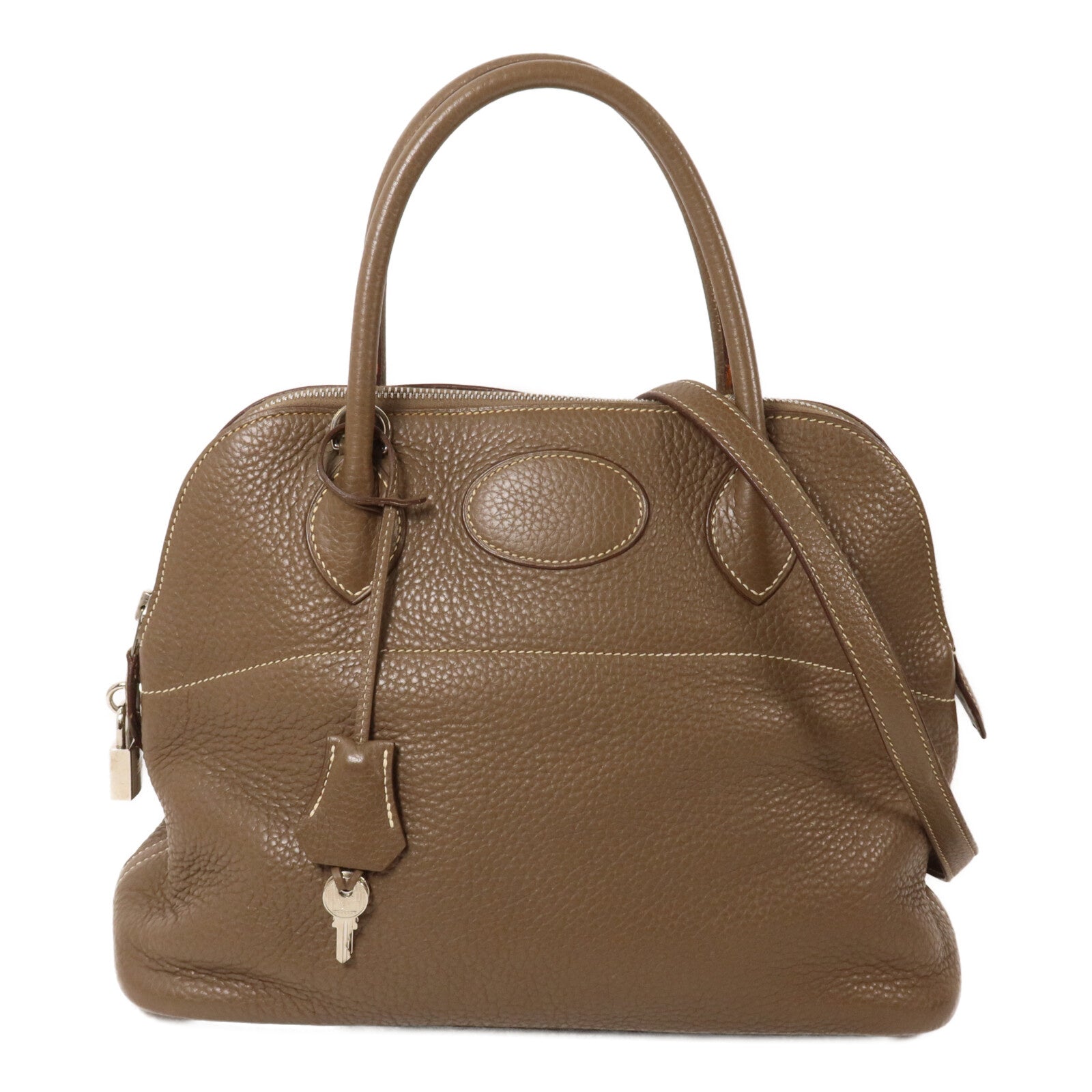 HERMES Clemence皮革Bolide 31手挽袋Etoupe