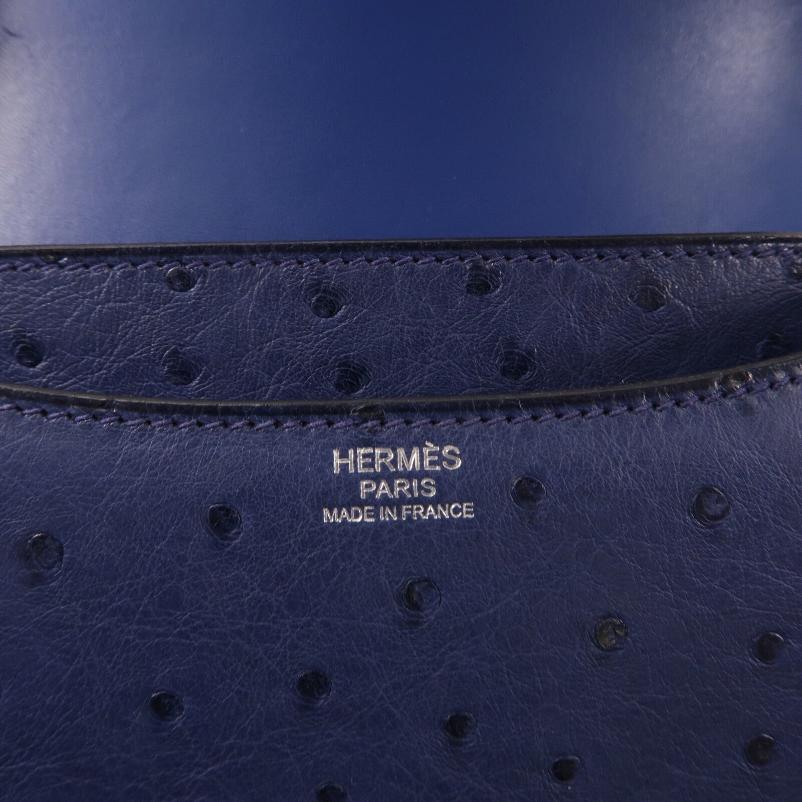 HERMES Ostrich皮革Constance 24肩背袋Bleu Iris