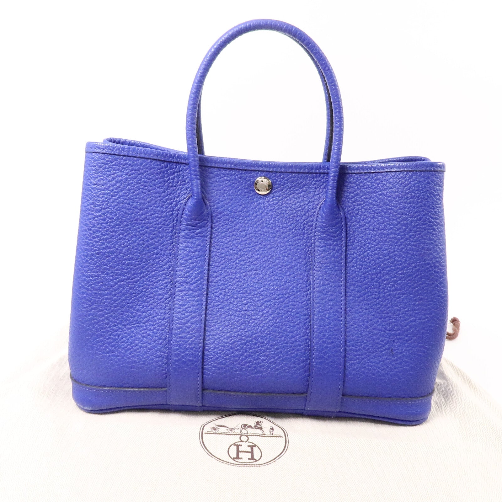 HERMES Neonda皮革Garden Party TPM手挽袋Bleu Electrique