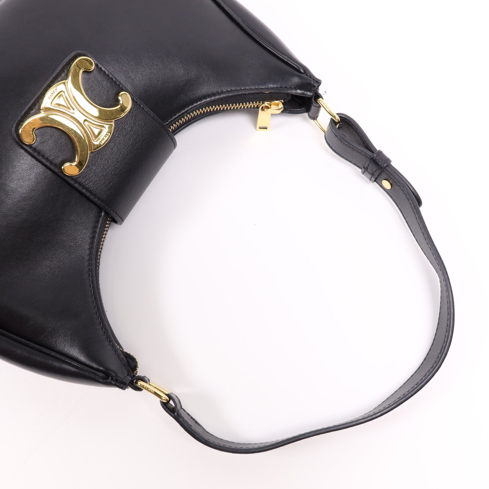 CELINE 牛皮皮革Ava金扣肩背袋