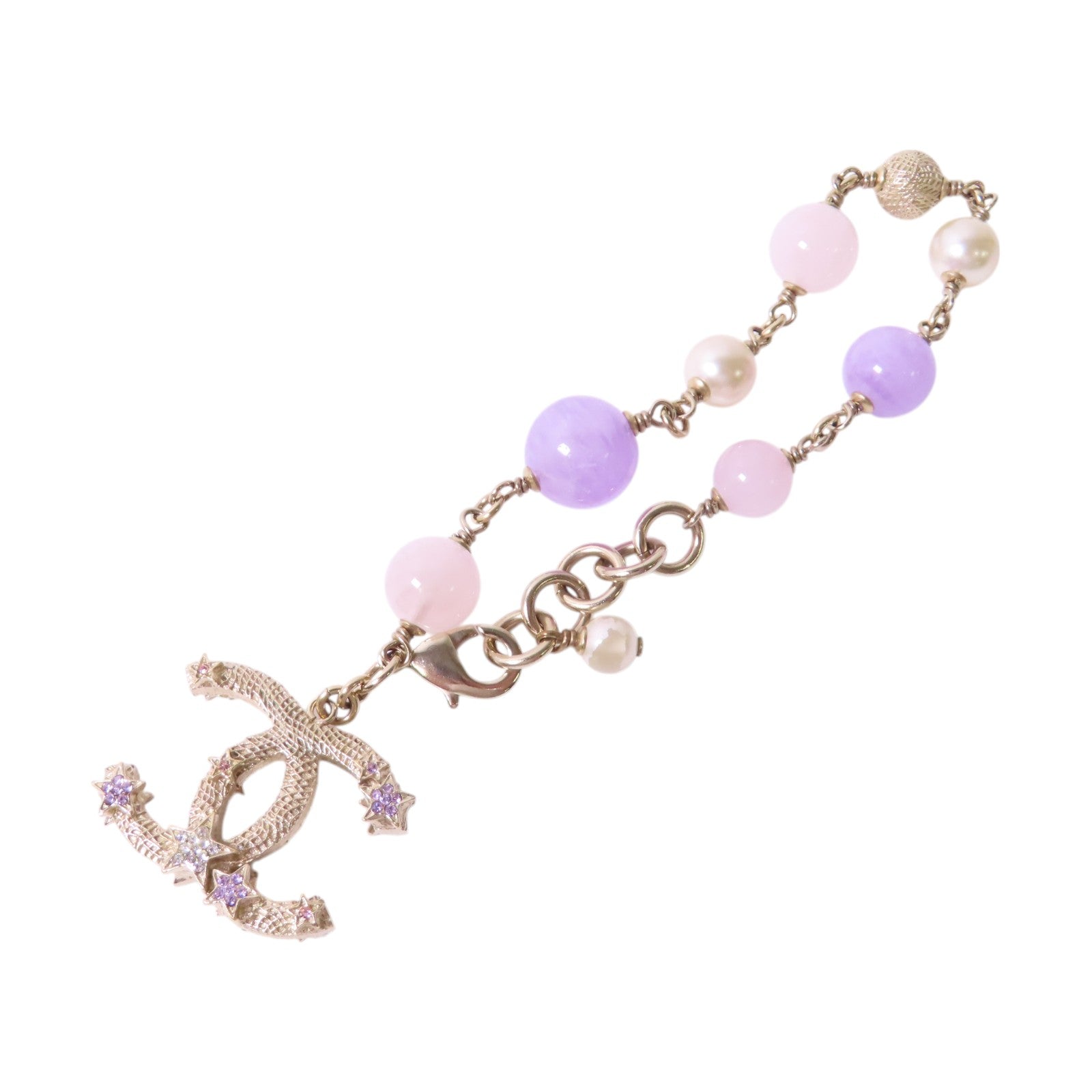 CHANEL 金屬/PVC/鑽石CC Bracelet金扣手鏈