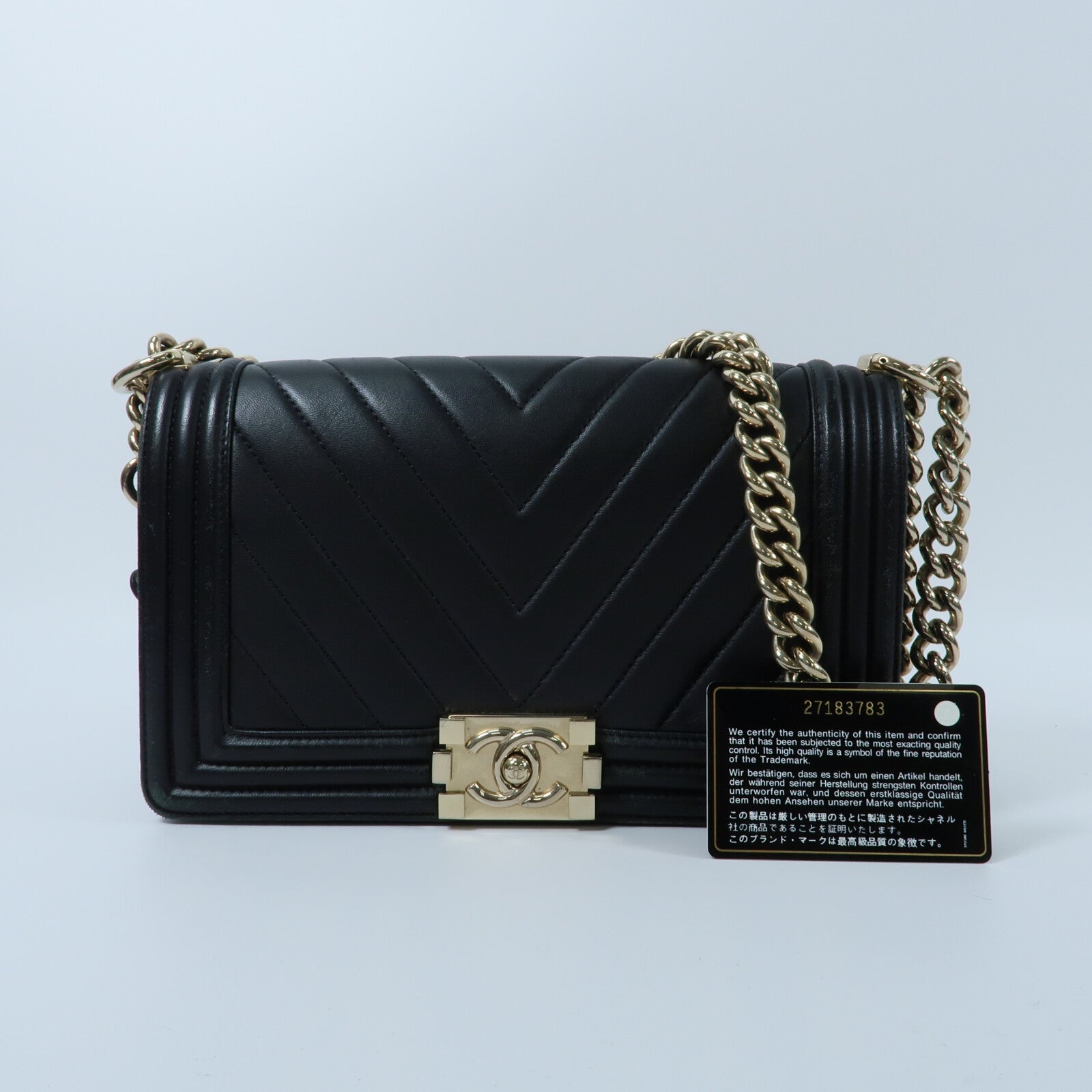 CHANEL 牛皮皮革Boy 25鏈帶肩背袋