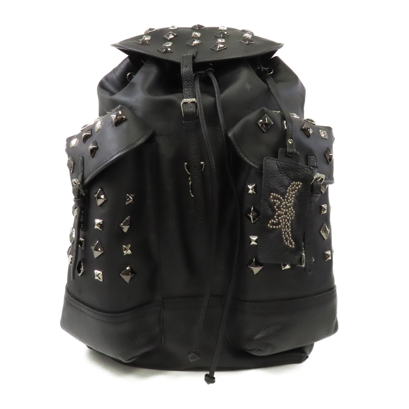 MCM 尼龍Rucksack銀扣背包黑色