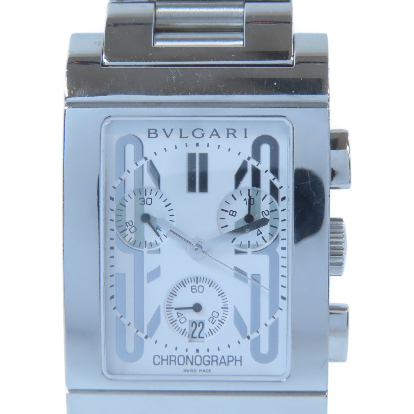 BVLGARI Rettangolo不鏽鋼手錶石英機芯白色