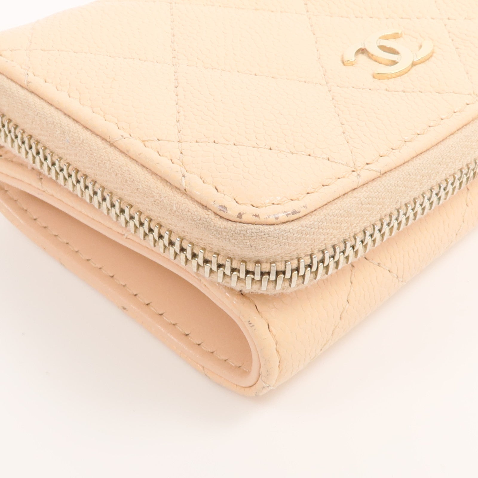 CHANEL 牛皮皮革Zipper Compact Wallet錢包