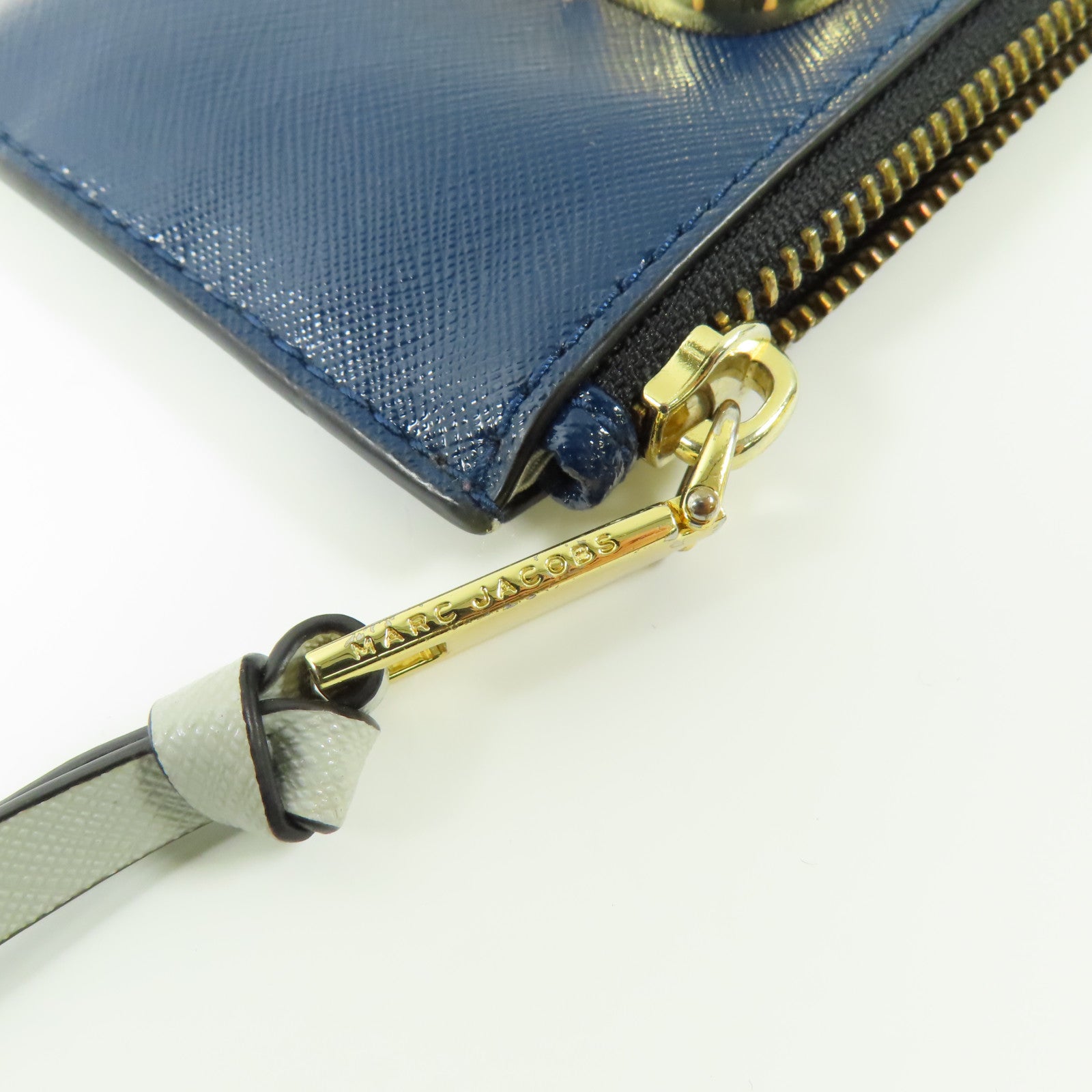 MARC JACOBS 皮革Card Case金扣卡片套藍色/灰色/黑色