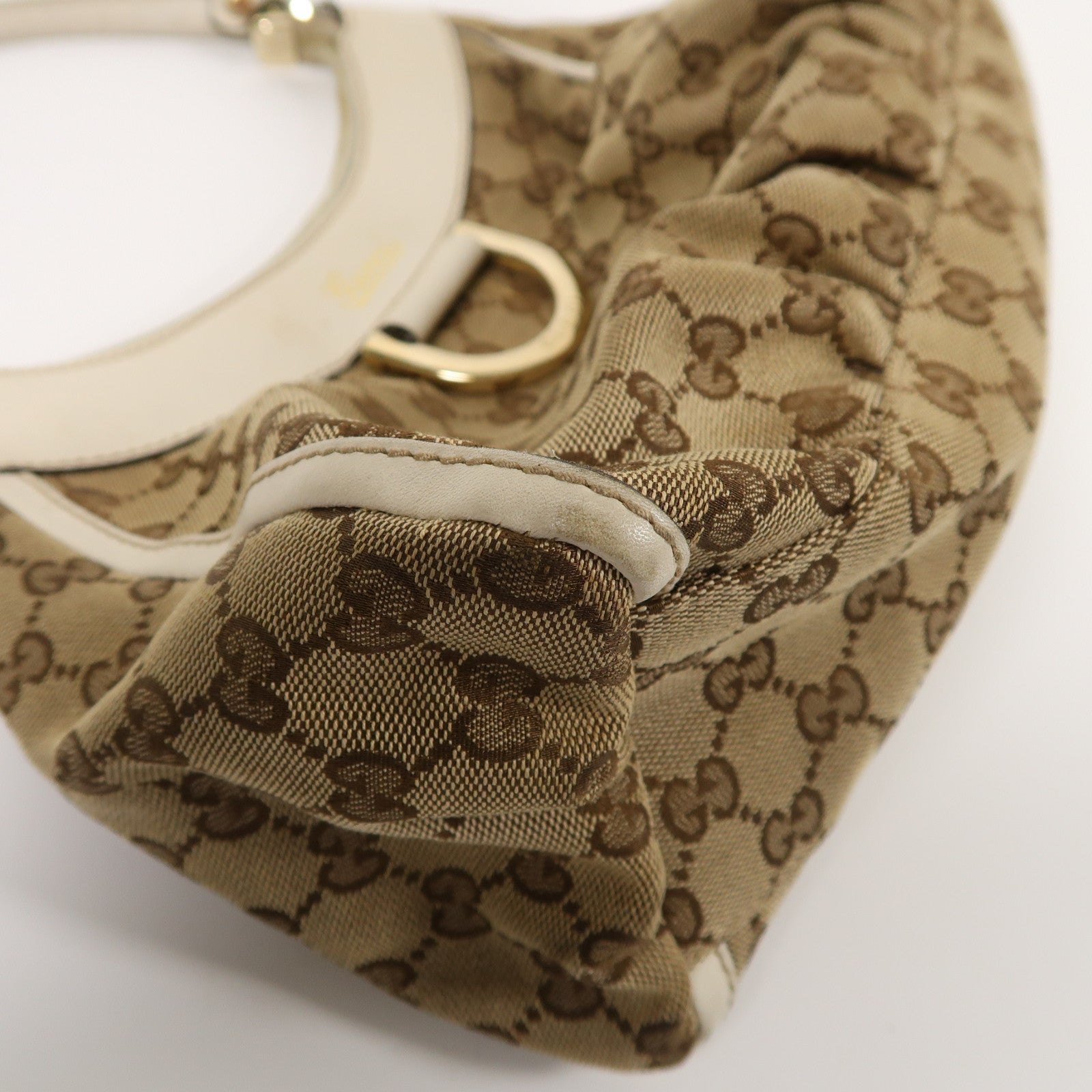 GUCCI 帆布Shoulder Bag金扣肩背袋棕色/米色