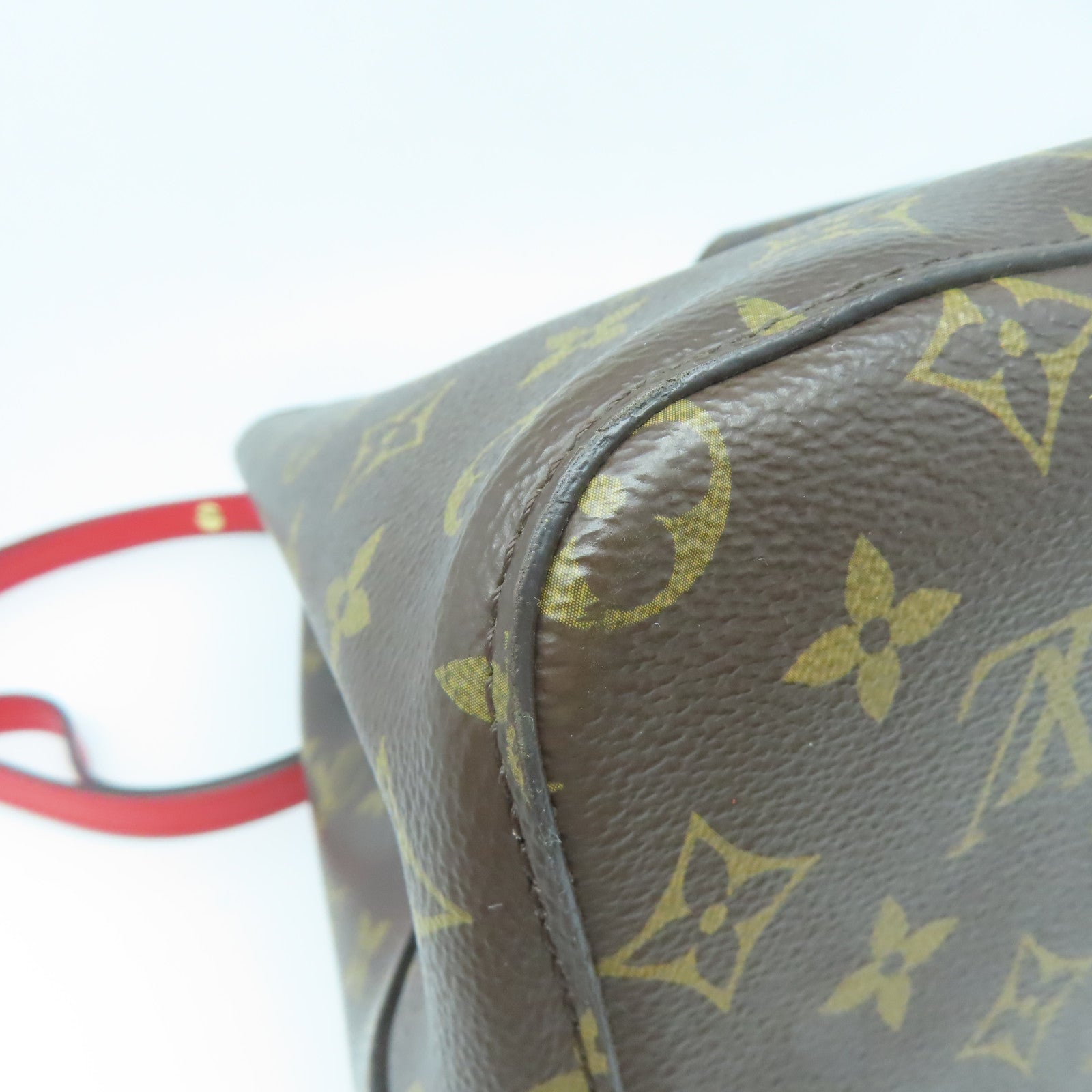 LOUIS VUITTON Monogram NeoNoe MM金扣肩背袋啡色/紅色