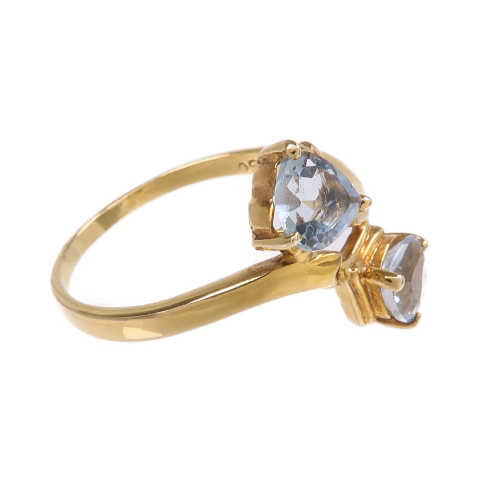JEWELRY 【激減優惠】18K黃金Aquamarine Ring藍晶戒指US#6.5