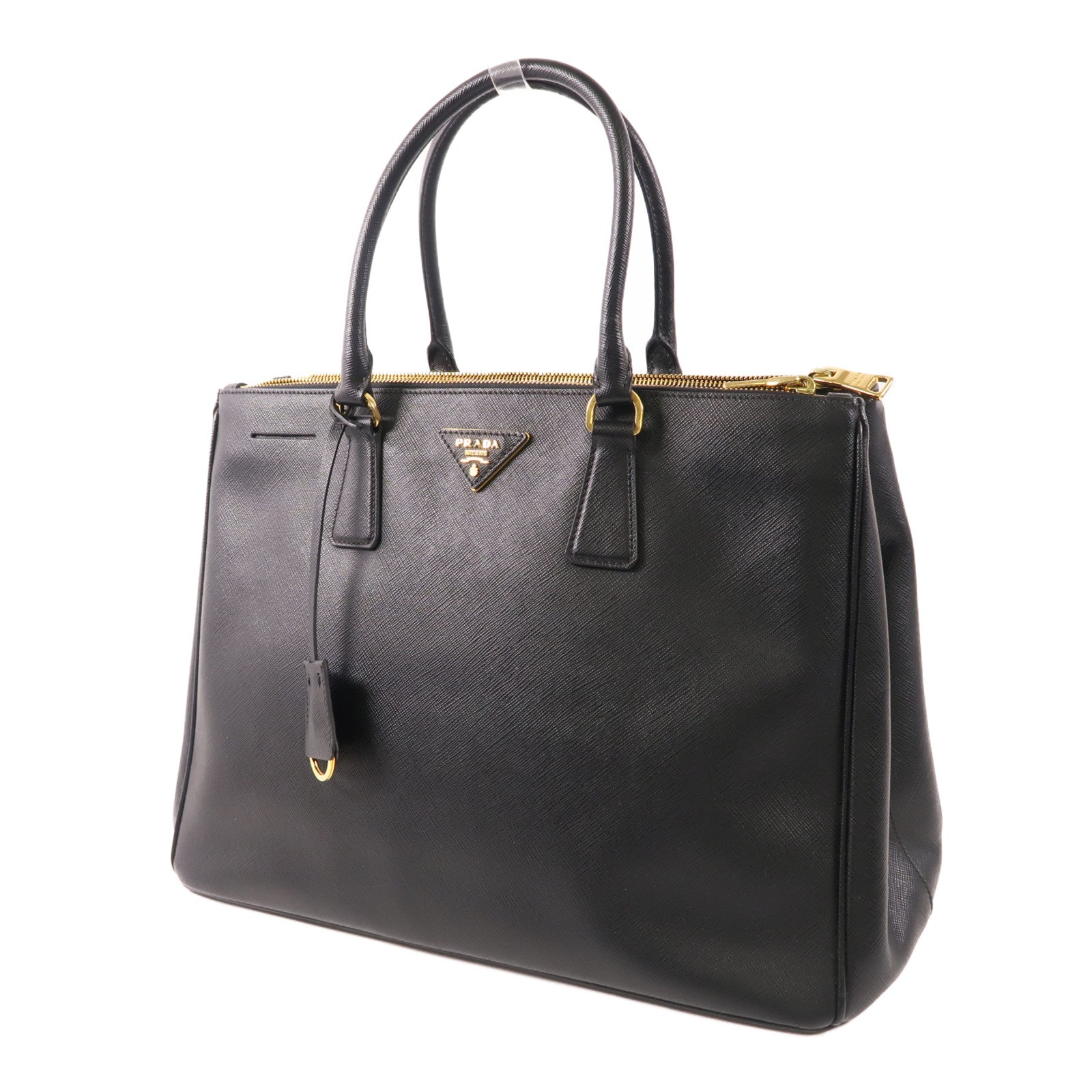 PRADA GHW Galleria 2 Way Shoulder Hand Bag BN1801 Saffiano Leather Black