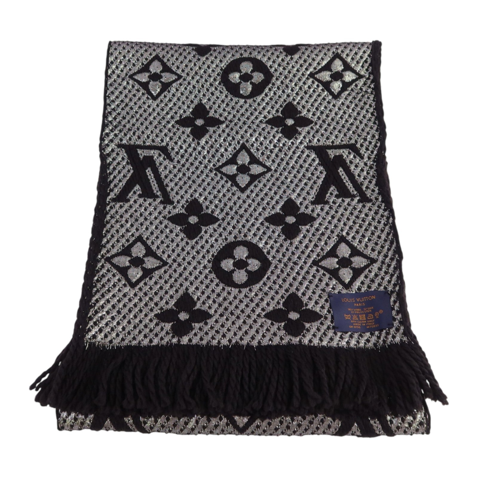 LOUIS VUITTON 羊毛/絲質Echarpe Logomania Shine Scar圍巾