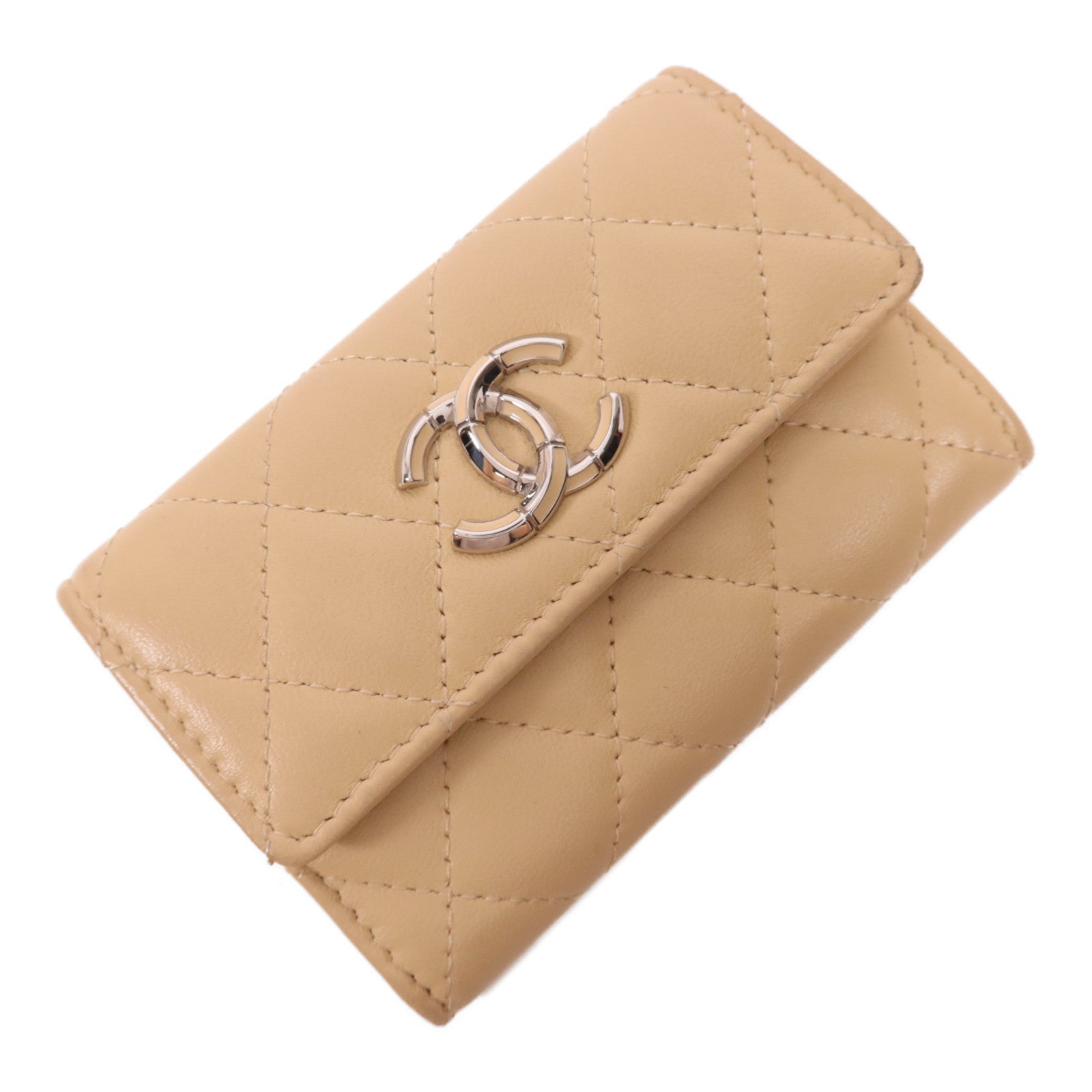 CHANEL 【激減優惠】羊皮皮革Card Case銀扣卡片套